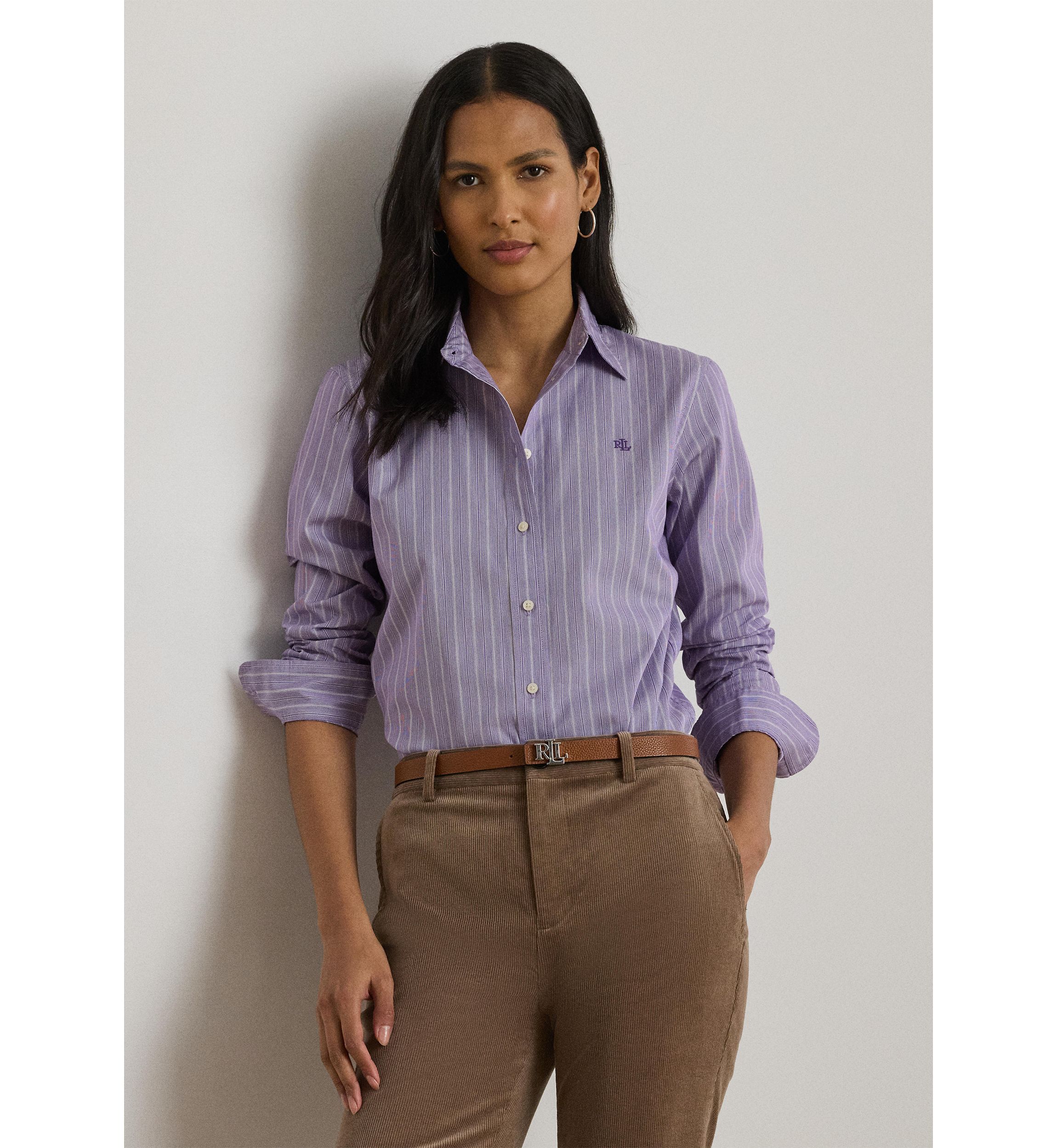 Womens Classic Fit Striped Broadcloth Shirt