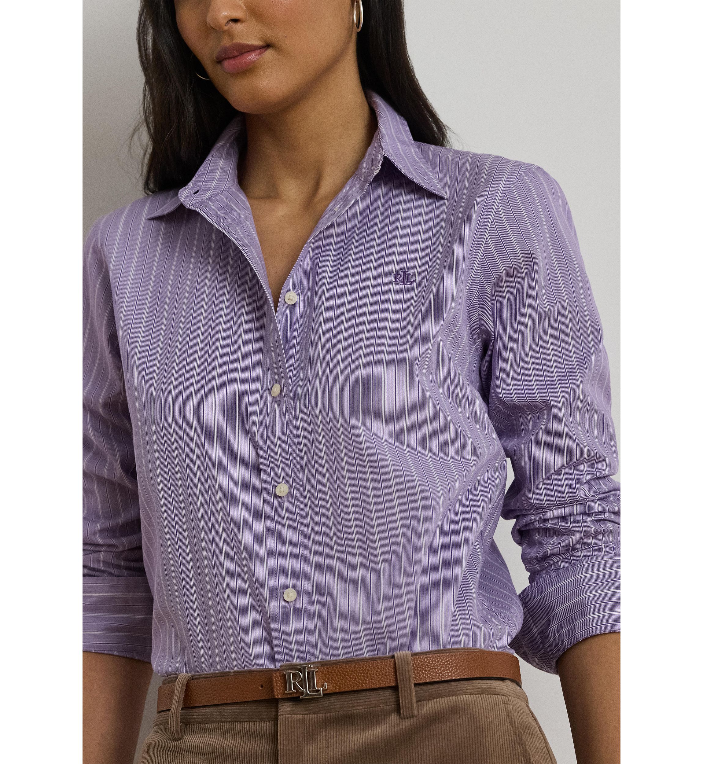 Womens Classic Fit Striped Broadcloth Shirt