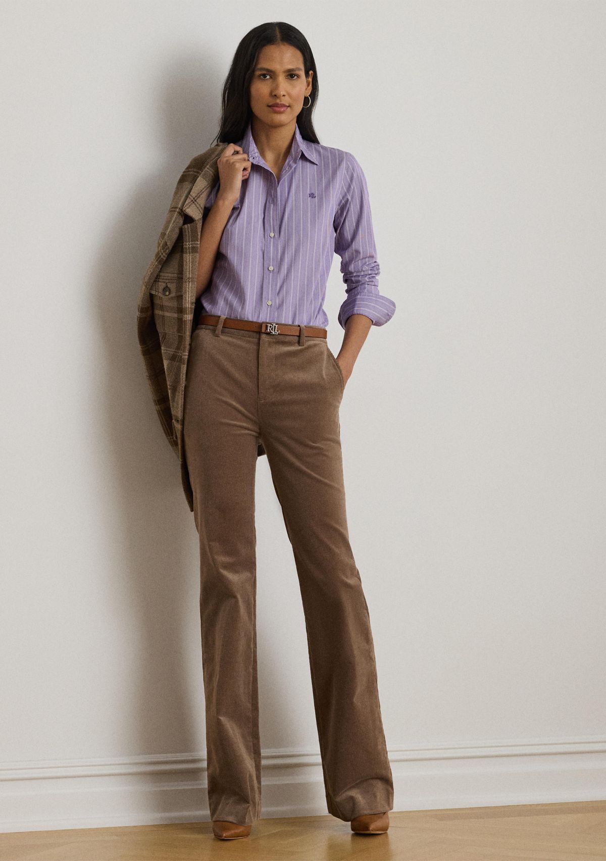 Womens Classic Fit Striped Broadcloth Shirt