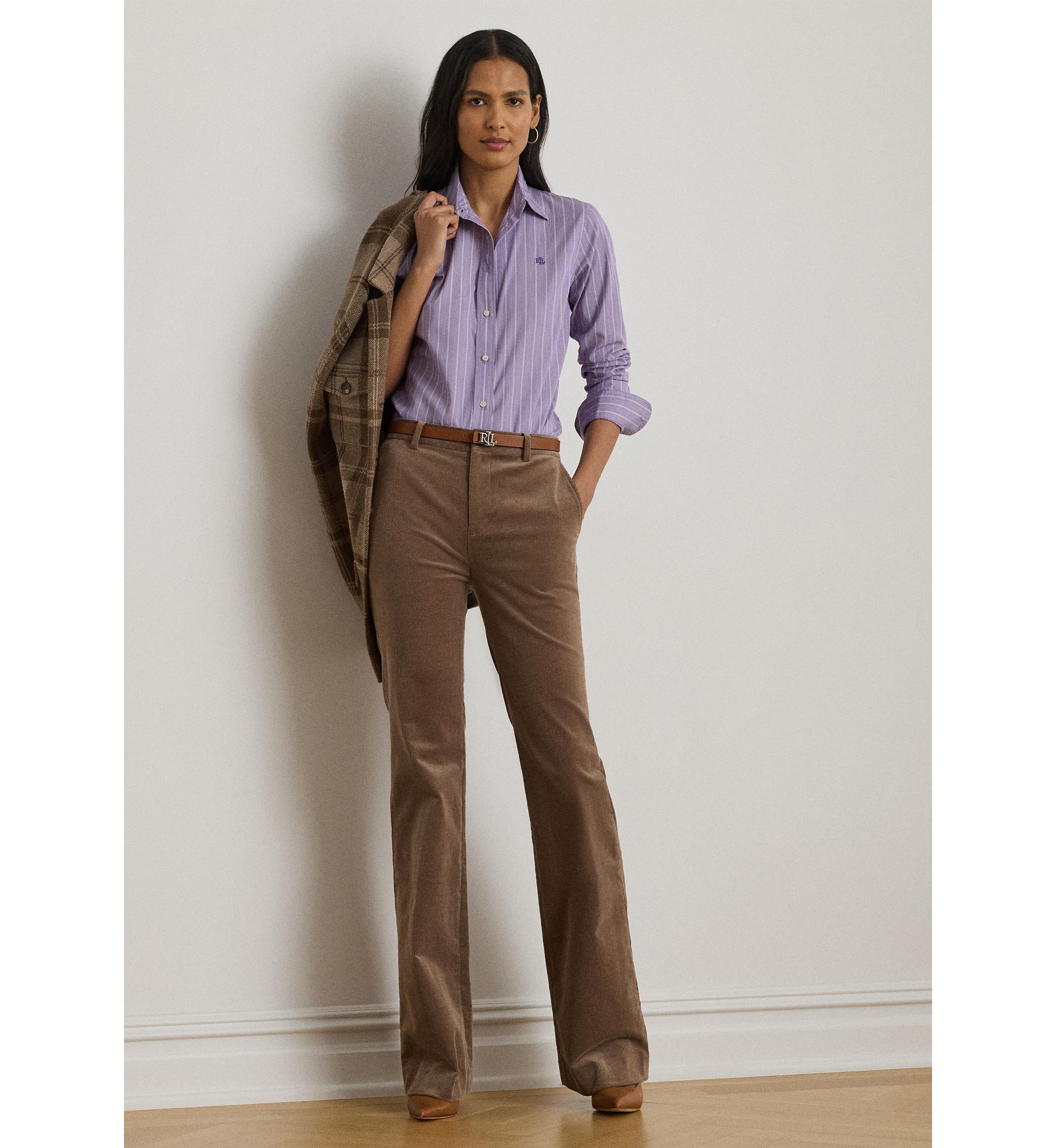 Womens Classic Fit Striped Broadcloth Shirt