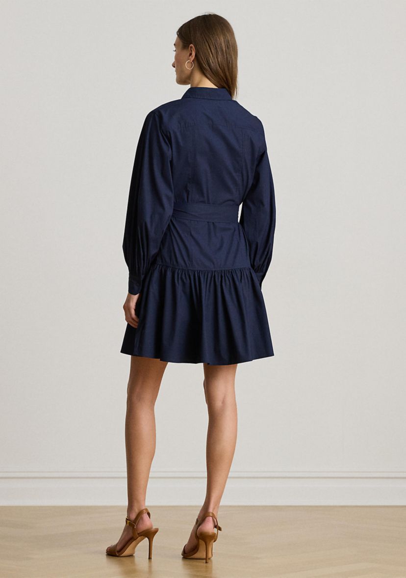 Womens Buckle-Trim Cotton-Blend Dress
