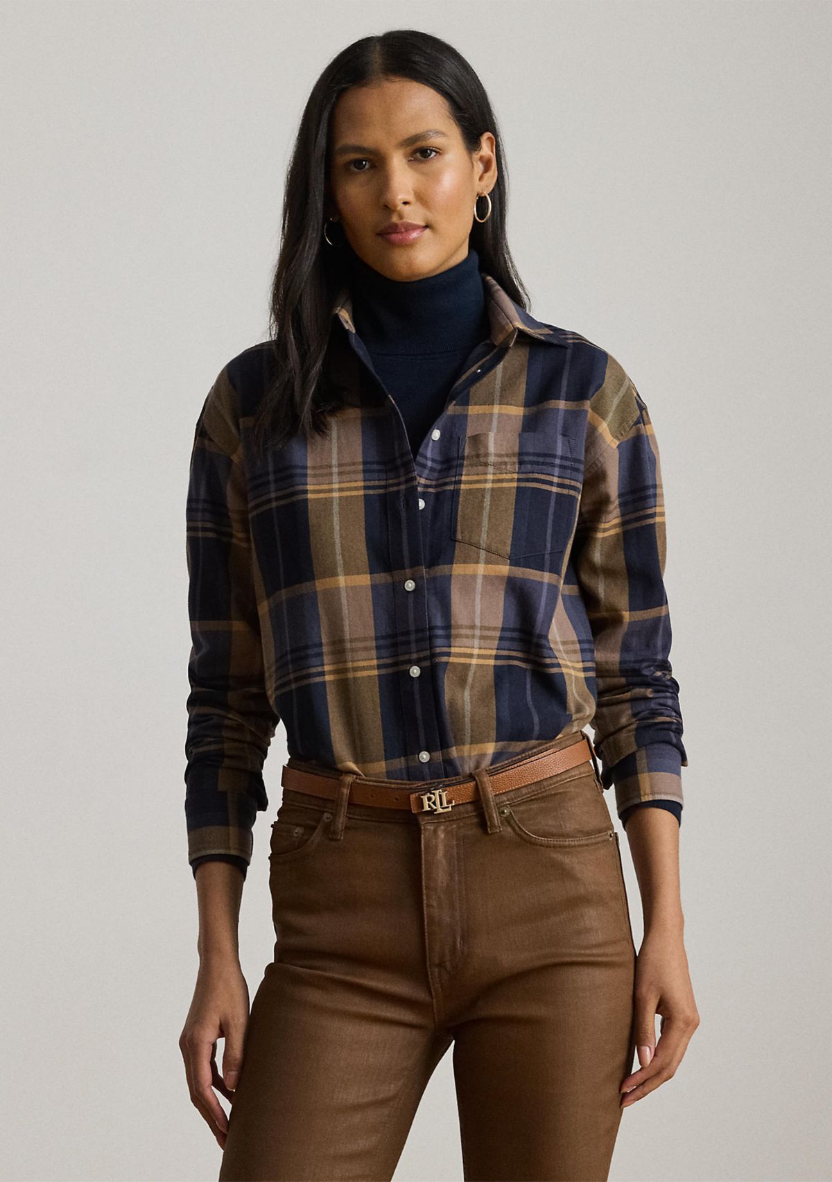 Relaxed Fit Plaid Cotton Twill Shirt