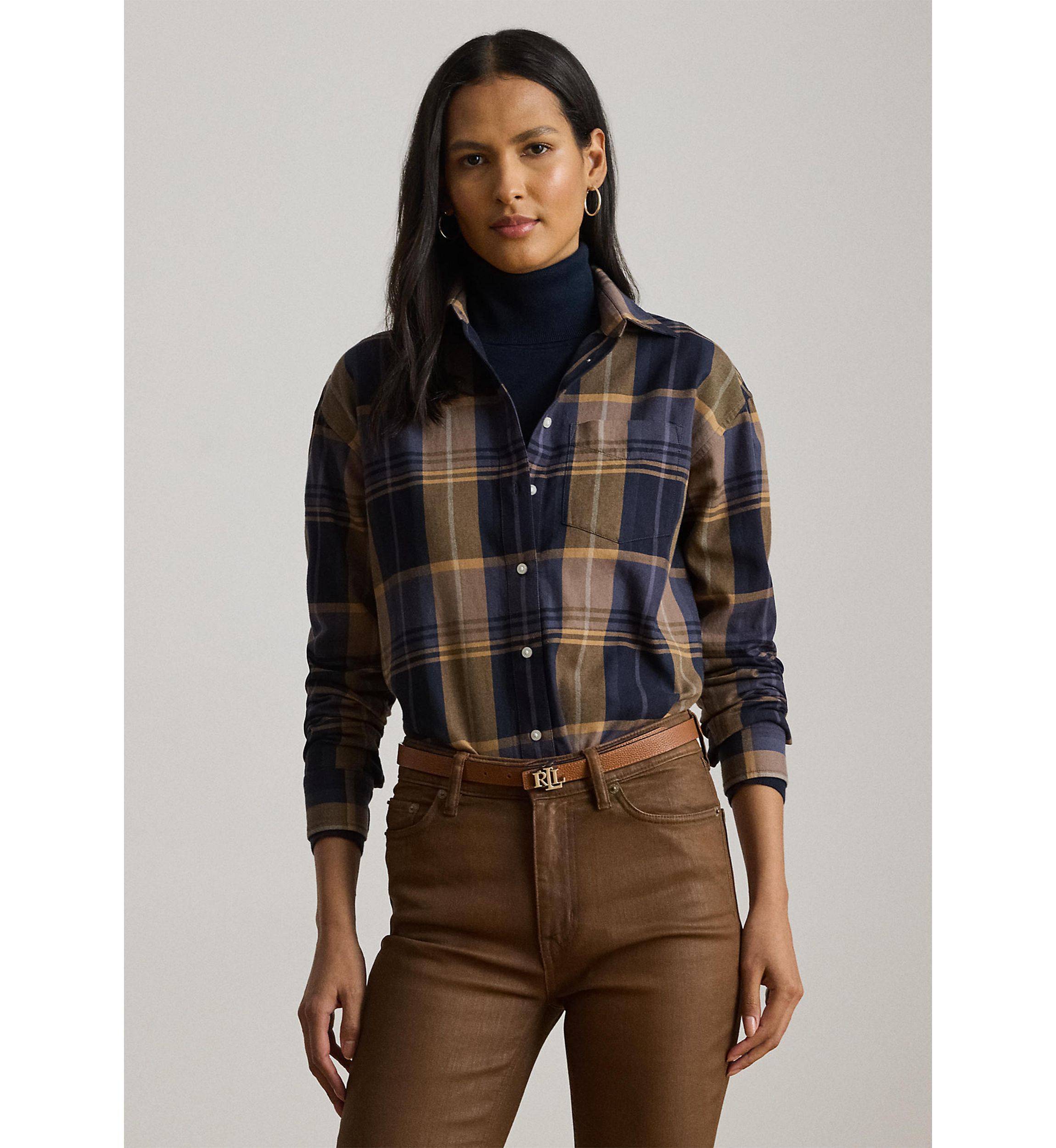 Relaxed Fit Plaid Cotton Twill Shirt