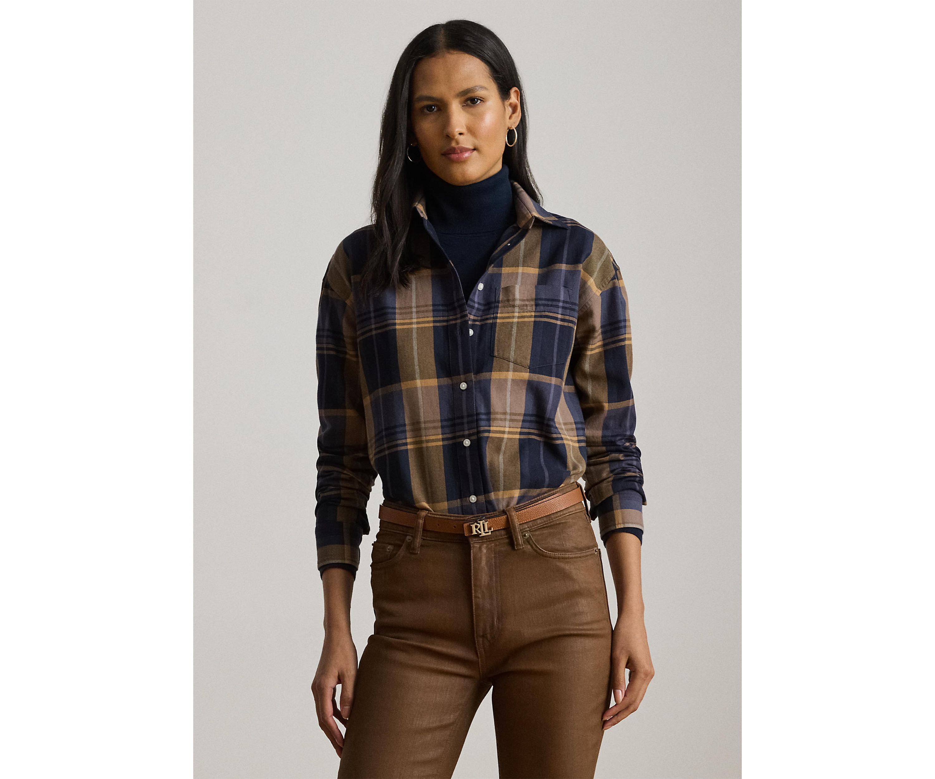 Relaxed Fit Plaid Cotton Twill Shirt