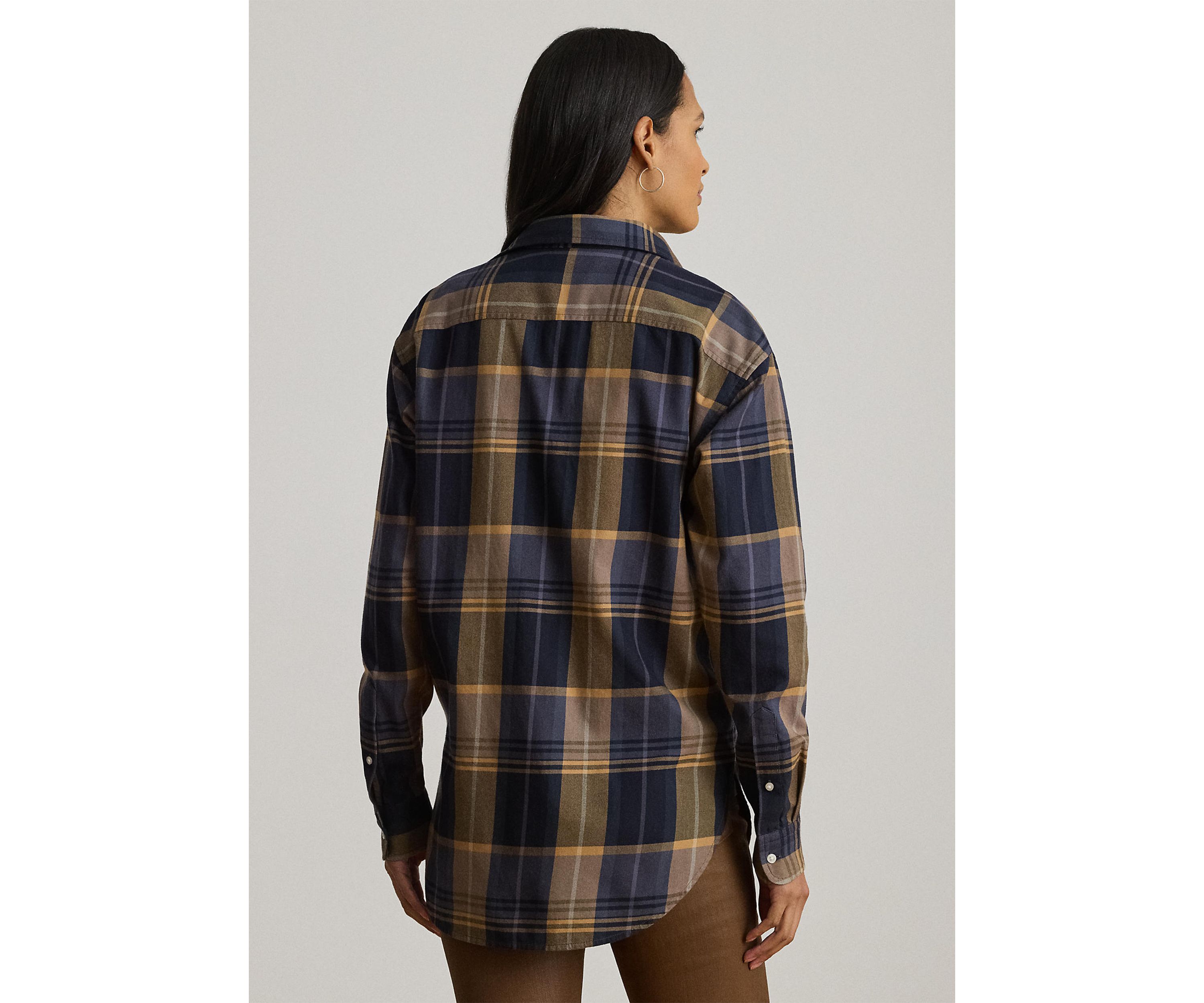 Relaxed Fit Plaid Cotton Twill Shirt