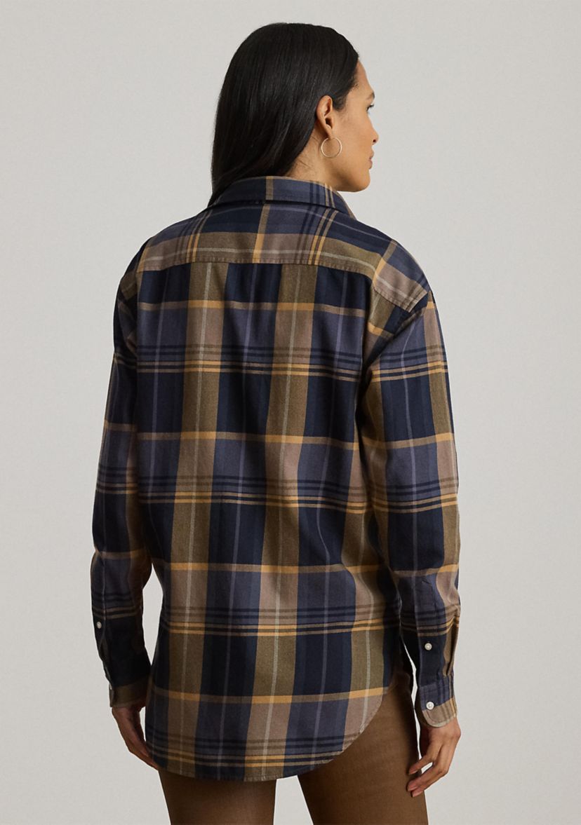 Relaxed Fit Plaid Cotton Twill Shirt