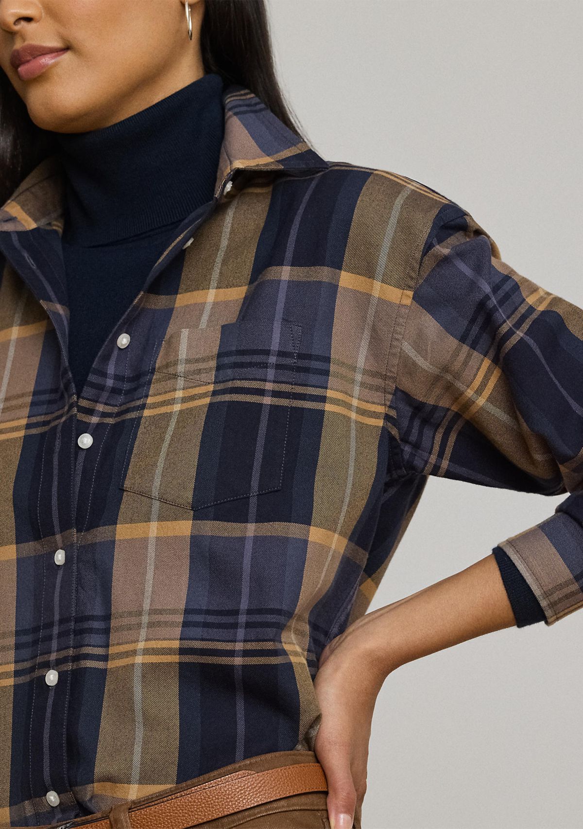 Relaxed Fit Plaid Cotton Twill Shirt