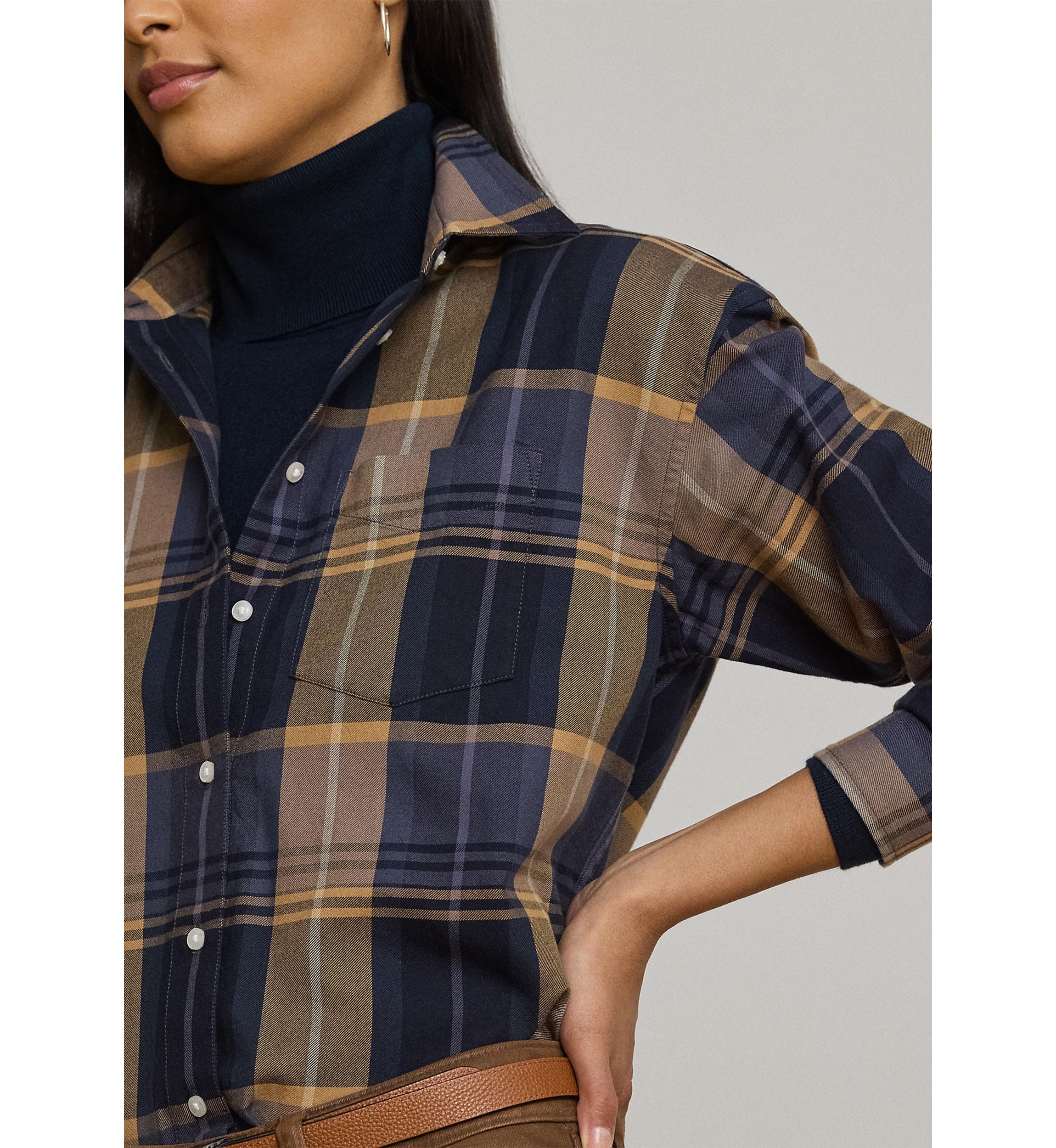Relaxed Fit Plaid Cotton Twill Shirt