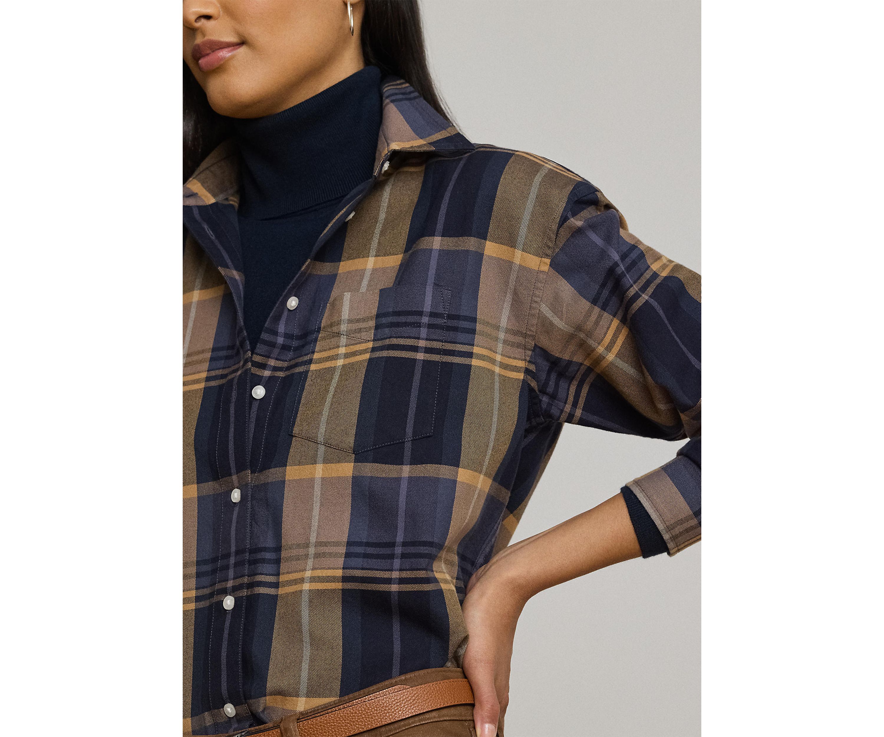 Relaxed Fit Plaid Cotton Twill Shirt