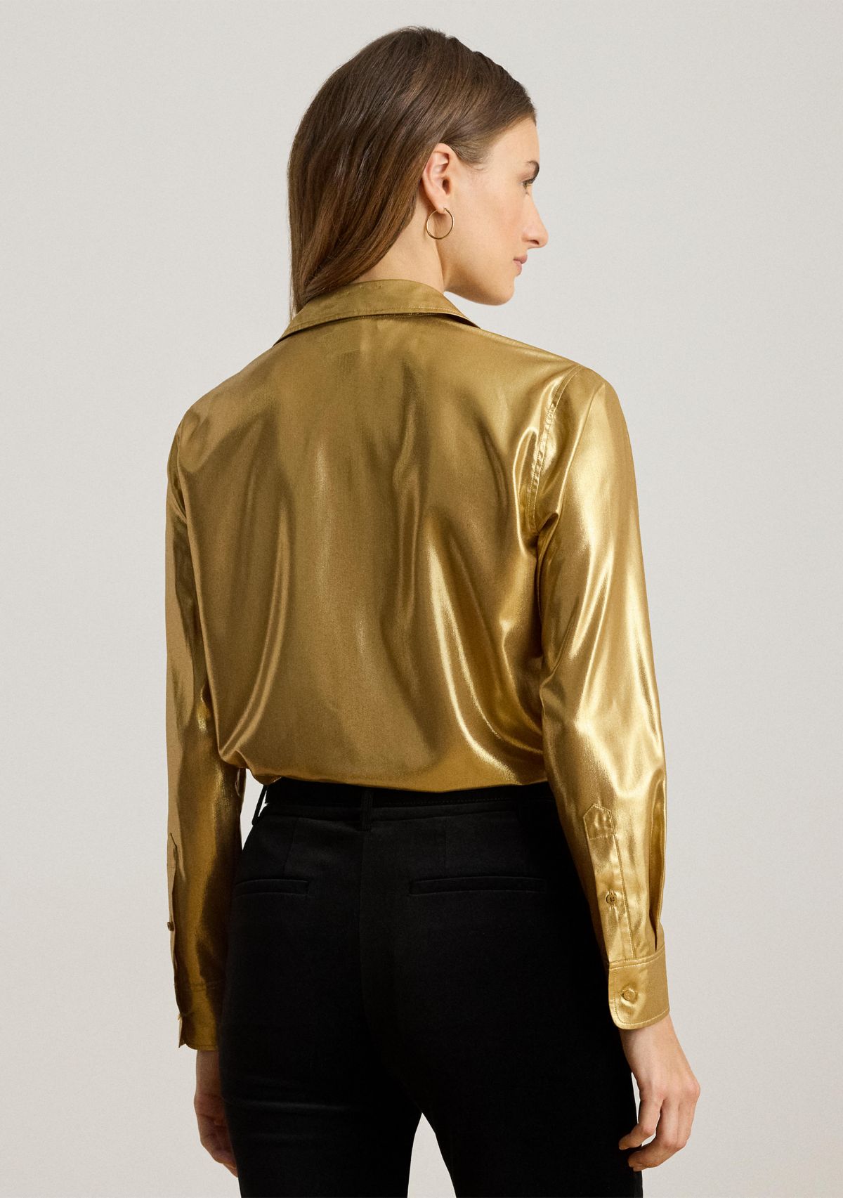 Womens Classic Fit Metallic Chiffon Shirt