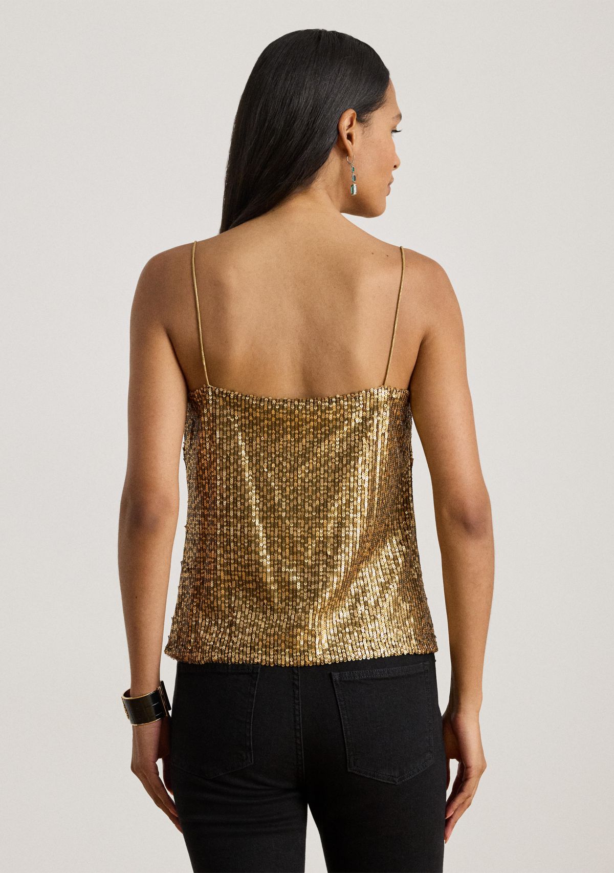 Womens Sequined Mesh Camisole