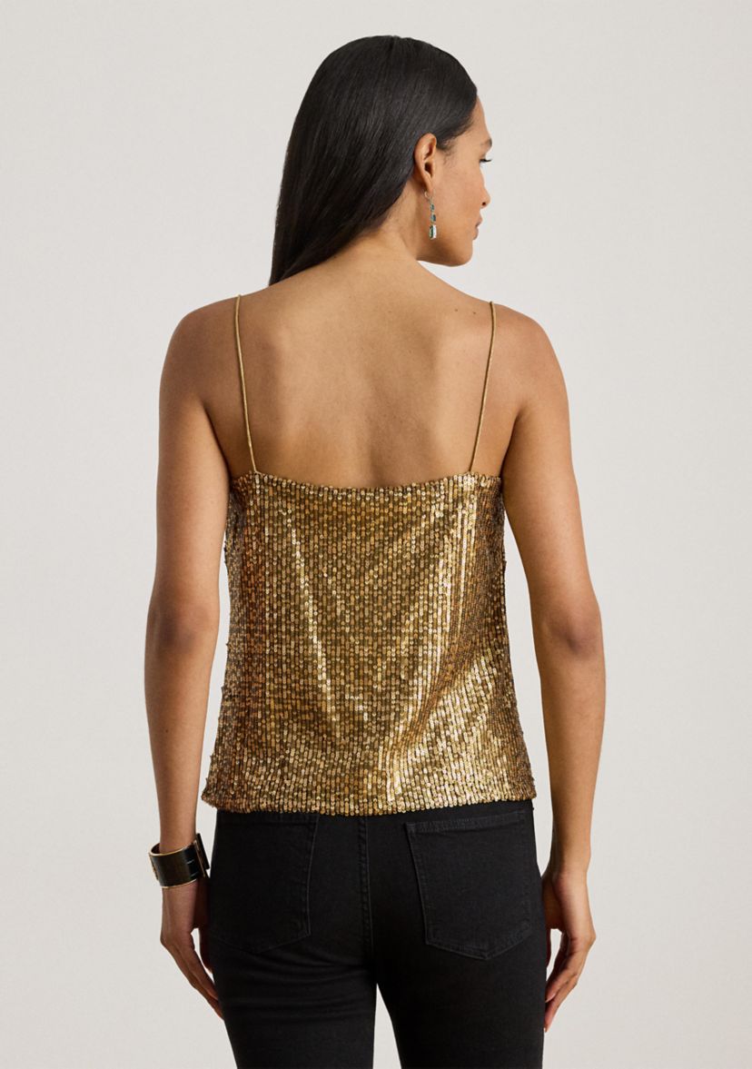 Womens Sequined Mesh Camisole