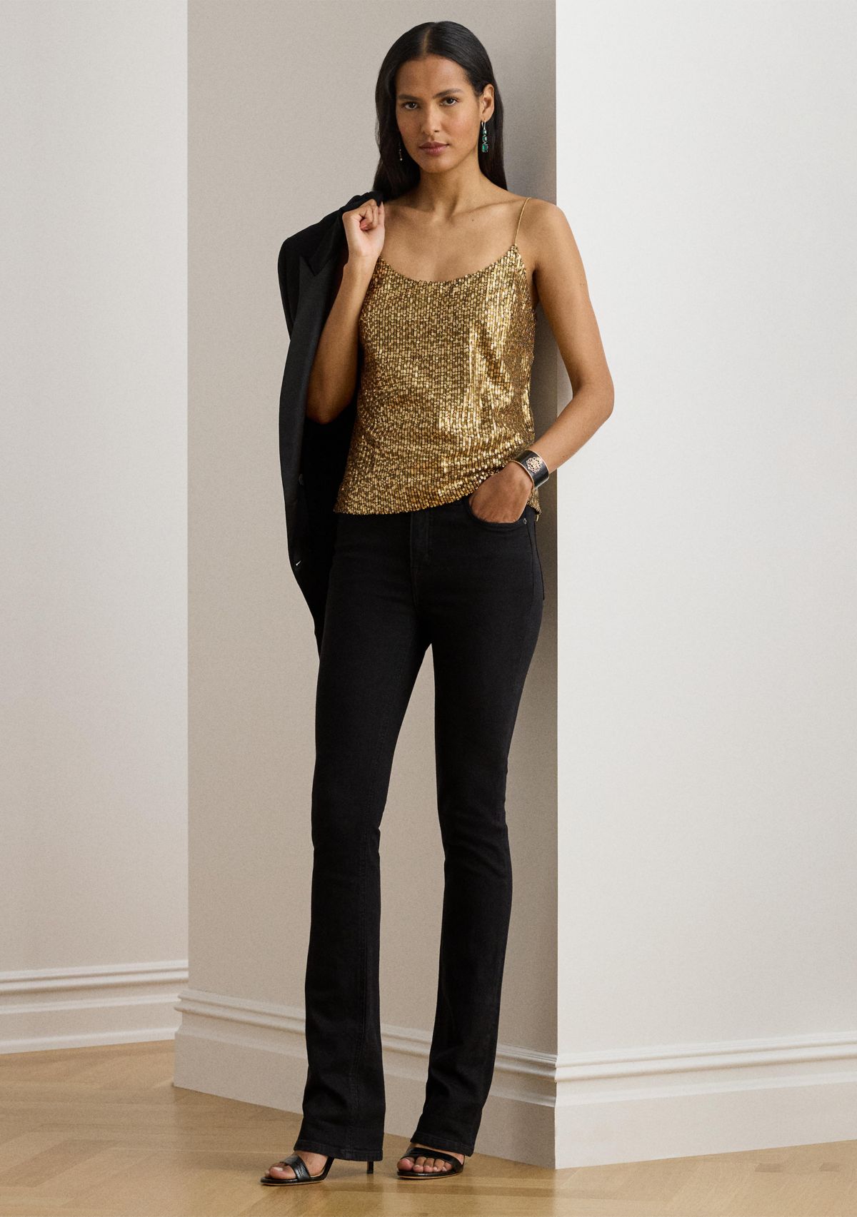 Womens Sequined Mesh Camisole