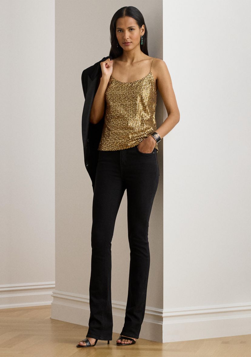 Womens Sequined Mesh Camisole