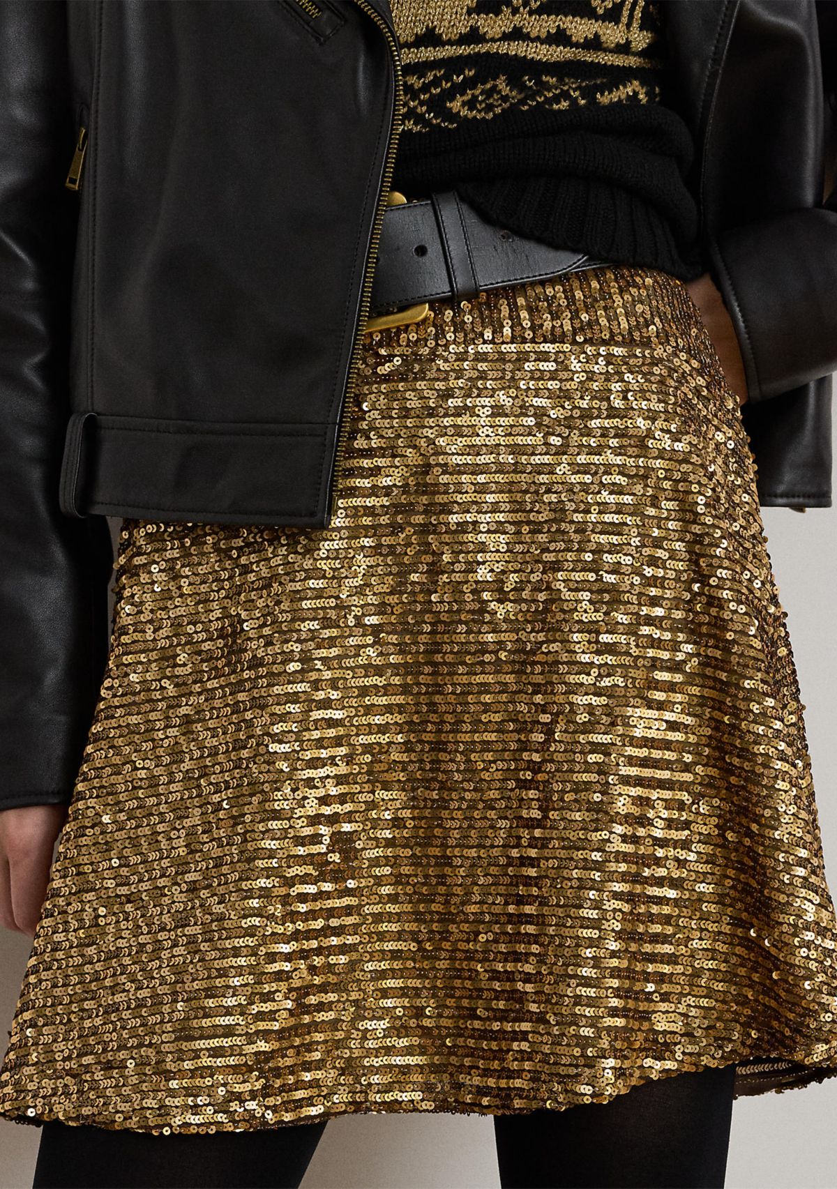 Womens Sequined Mesh A-line Miniskirt