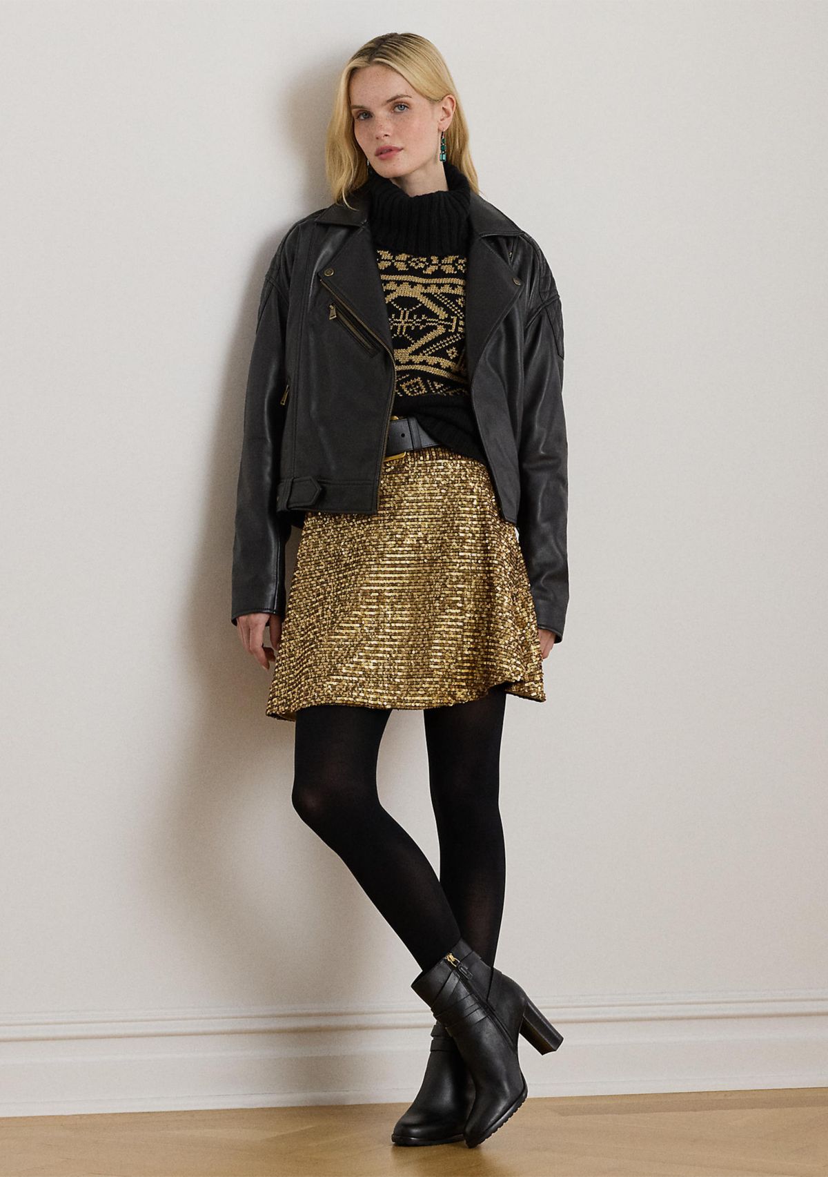 Womens Sequined Mesh A-line Miniskirt