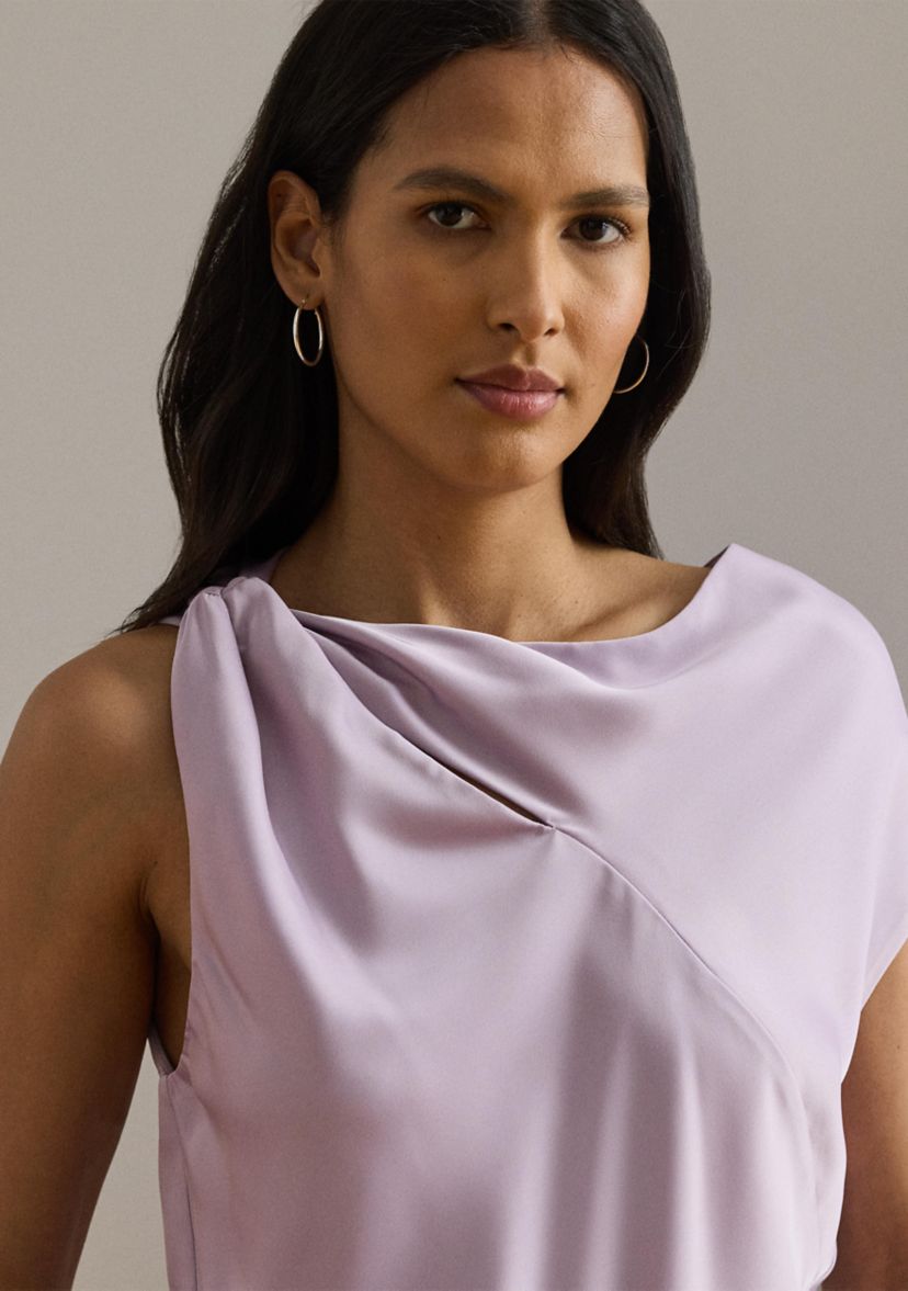 Womens Charmeuse Asymmetrical Blouse