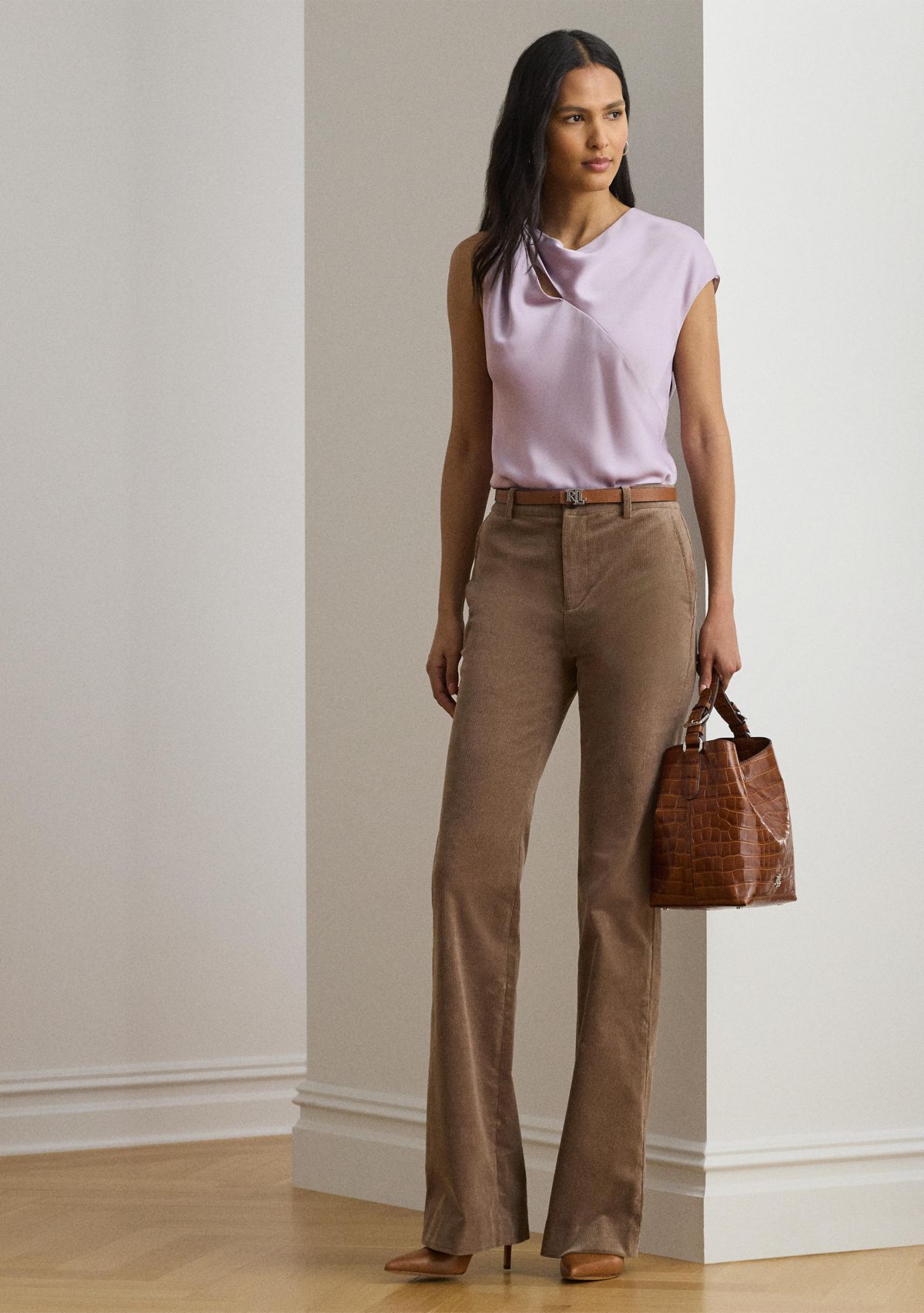 Womens Charmeuse Asymmetrical Blouse