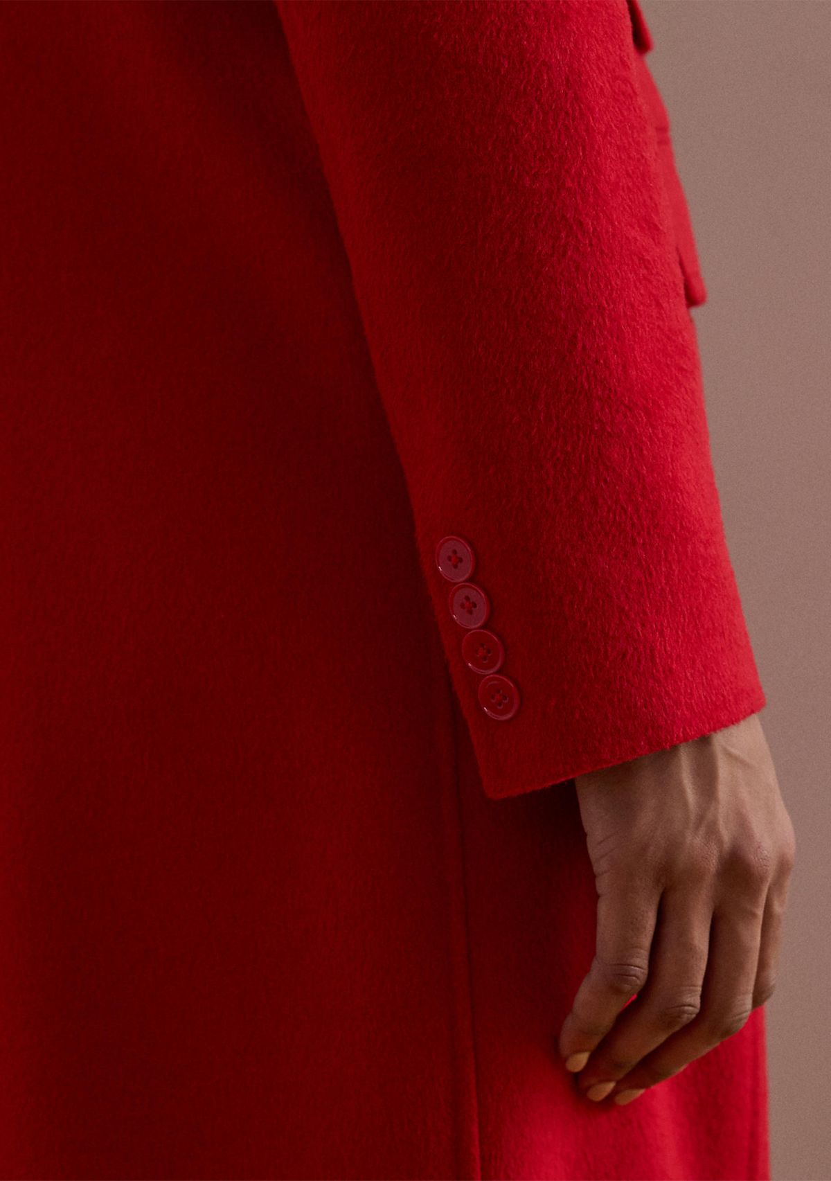 Womens Double-Breasted Wool-Blend Coat