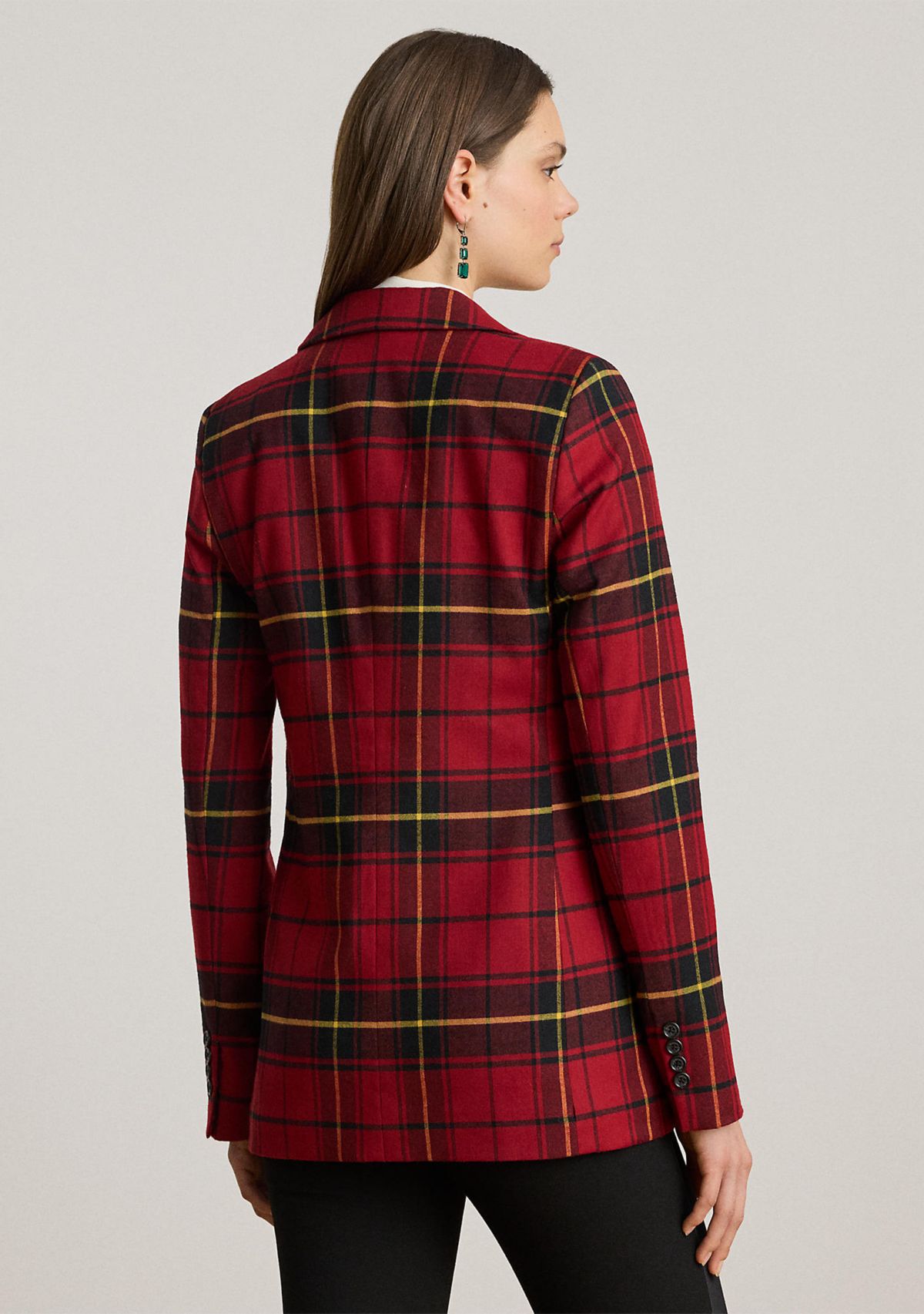 Plaid Double-Breasted Wool-Blend Blazer