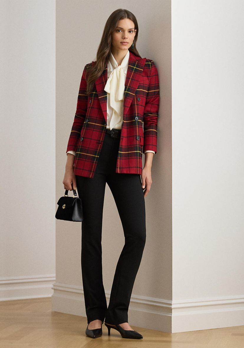 Plaid Double-Breasted Wool-Blend Blazer