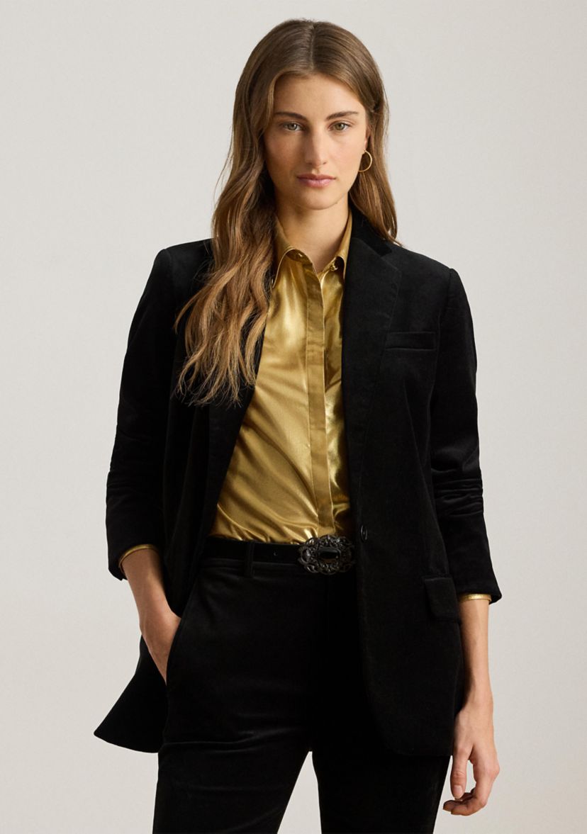 Womens Stretch Velvet Blazer
