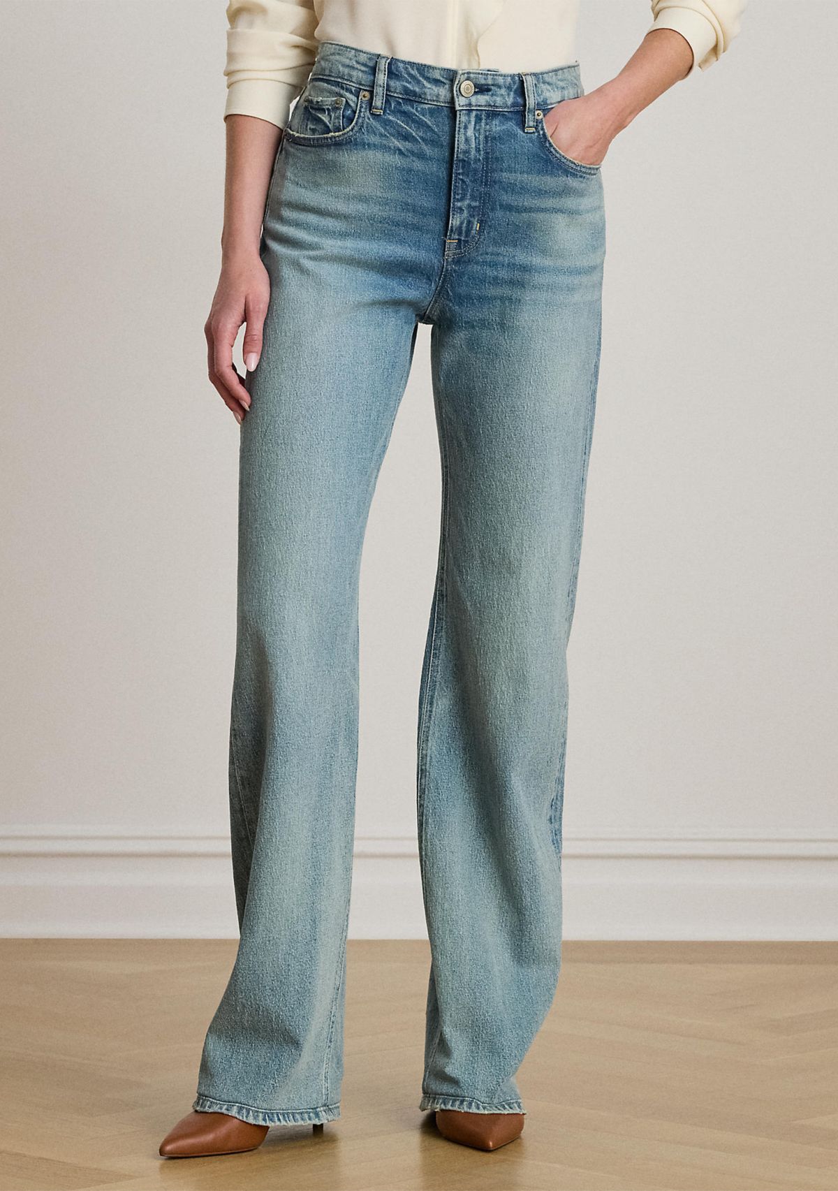 Womens High-Rise Wide-Leg Jeans