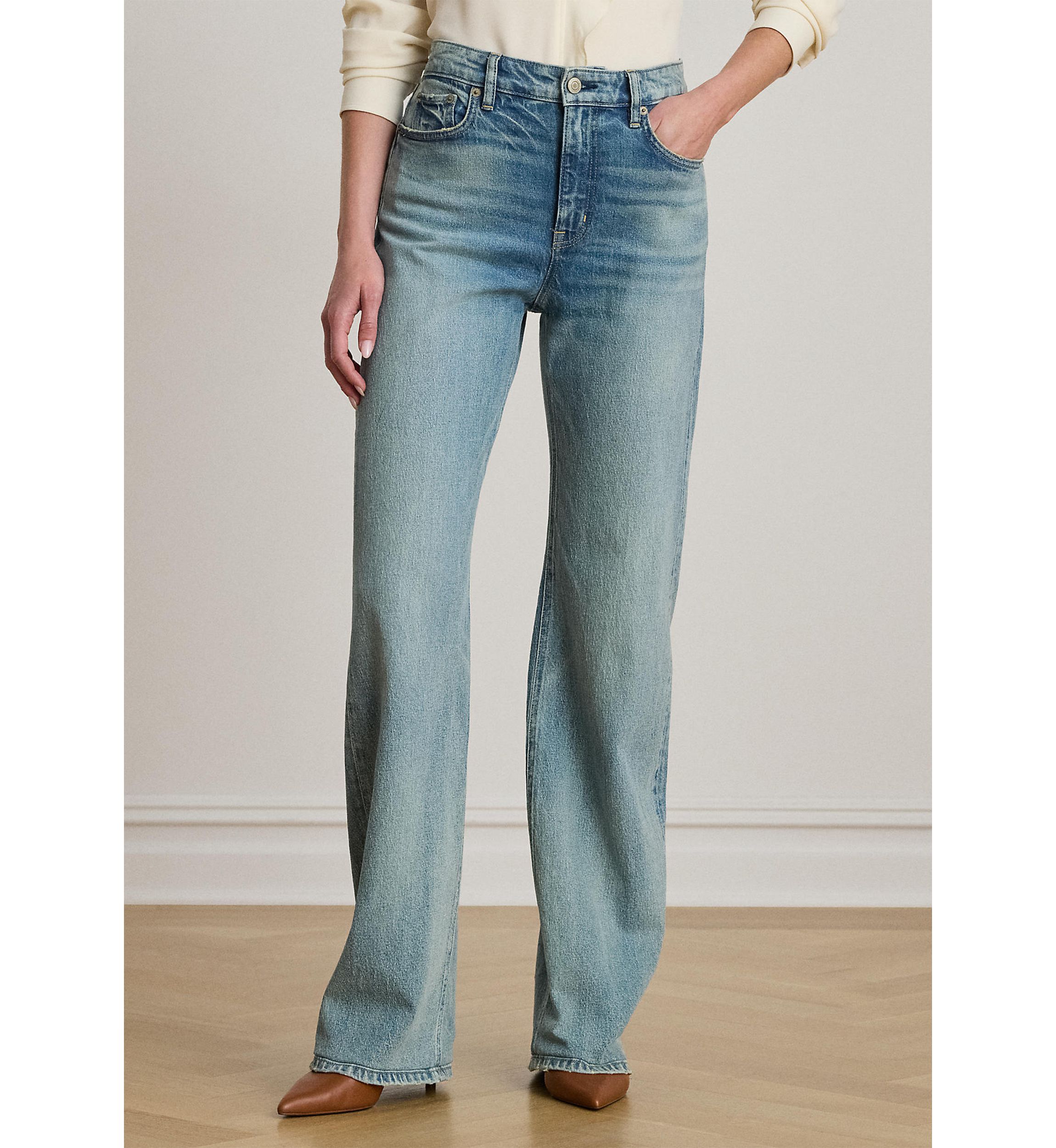 Womens High-Rise Wide-Leg Jeans