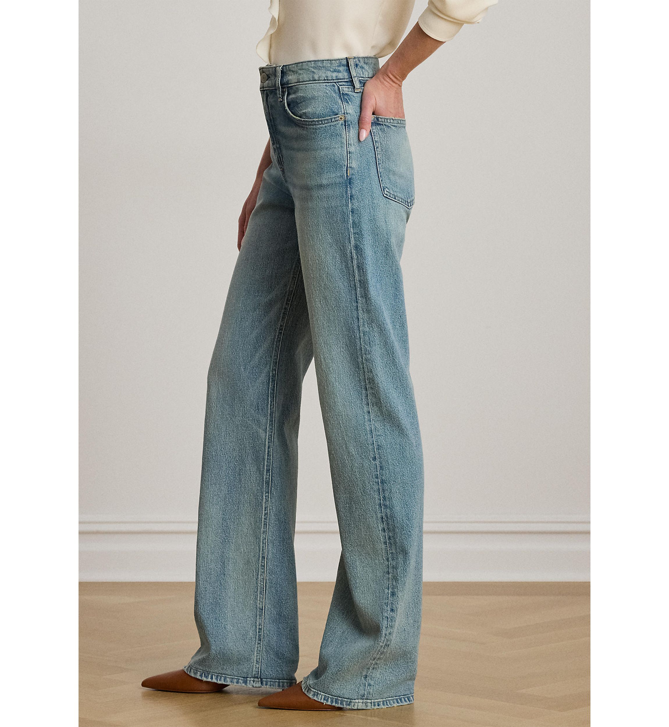 Womens High-Rise Wide-Leg Jeans