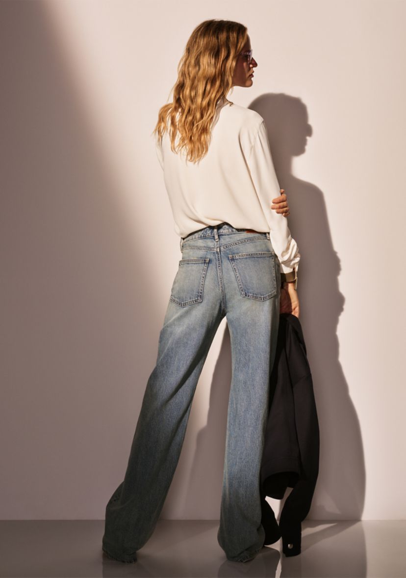 Womens High-Rise Wide-Leg Jeans