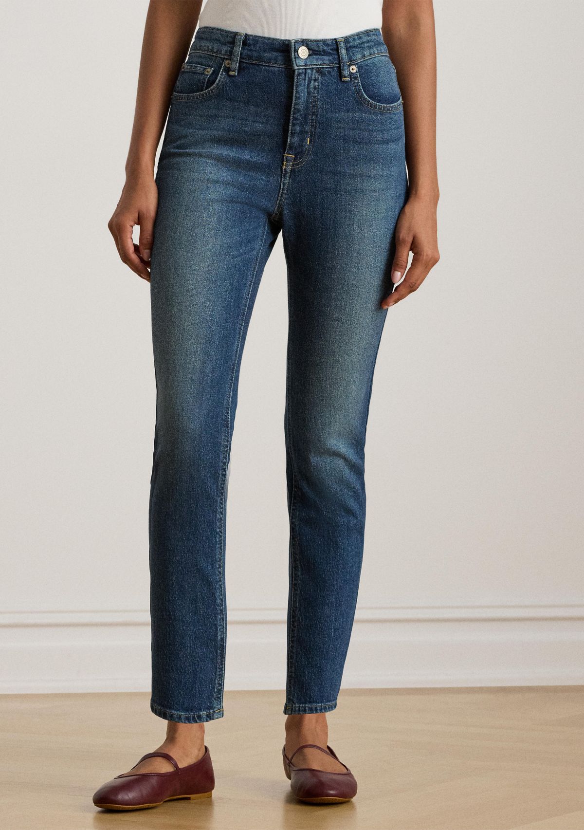 High-Rise Straight Ankle Jeans