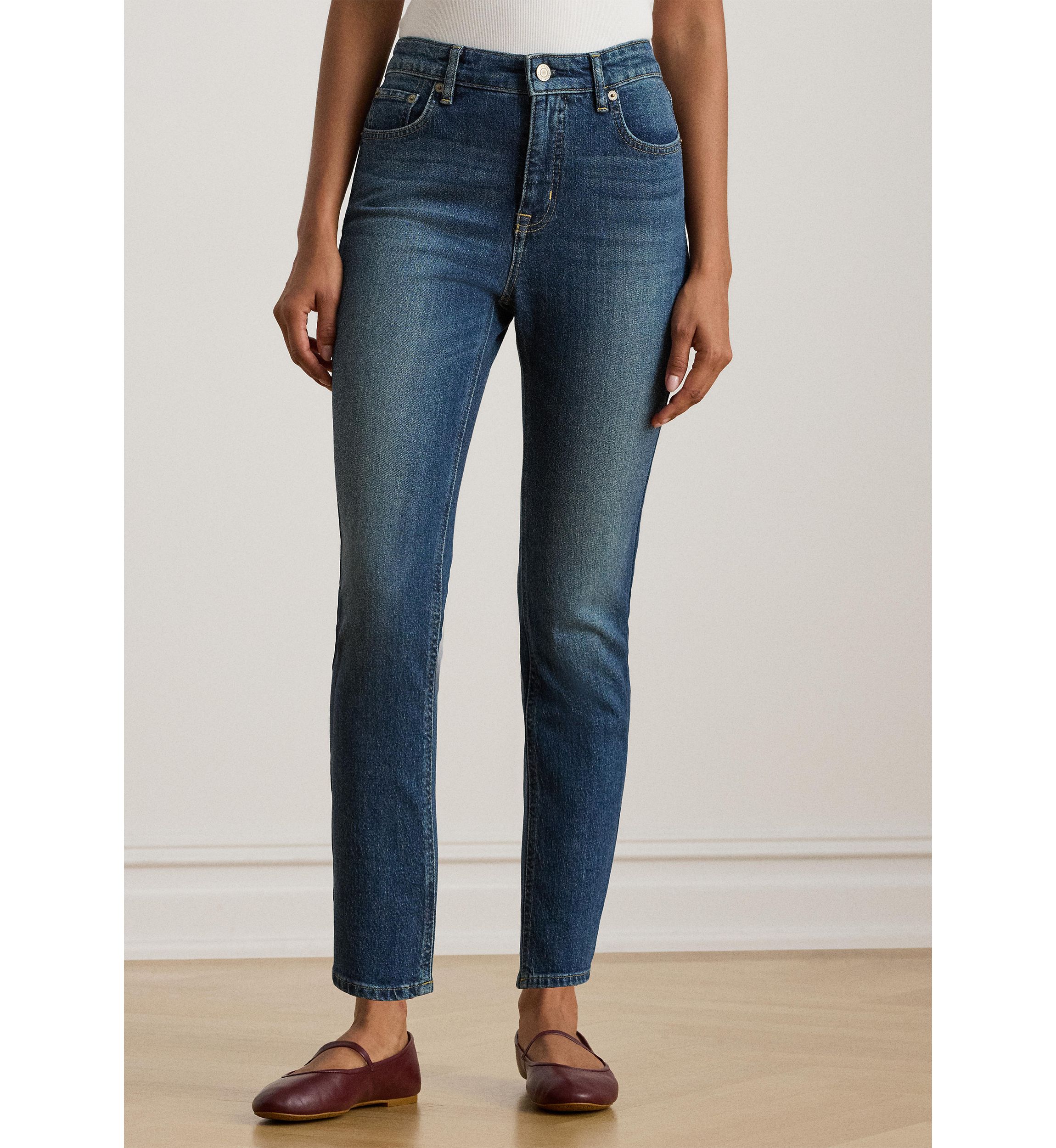 High-Rise Straight Ankle Jeans