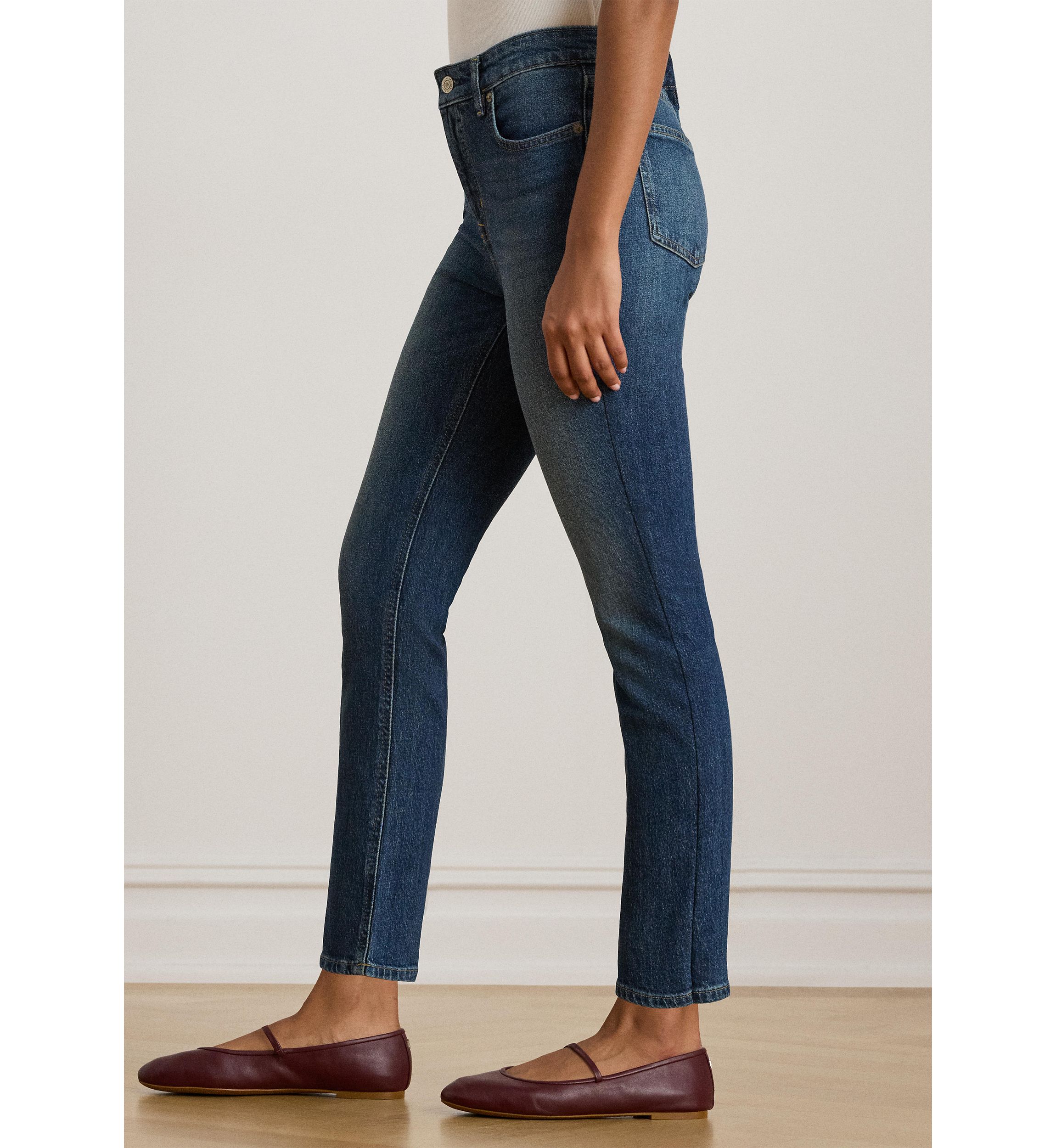 High-Rise Straight Ankle Jeans