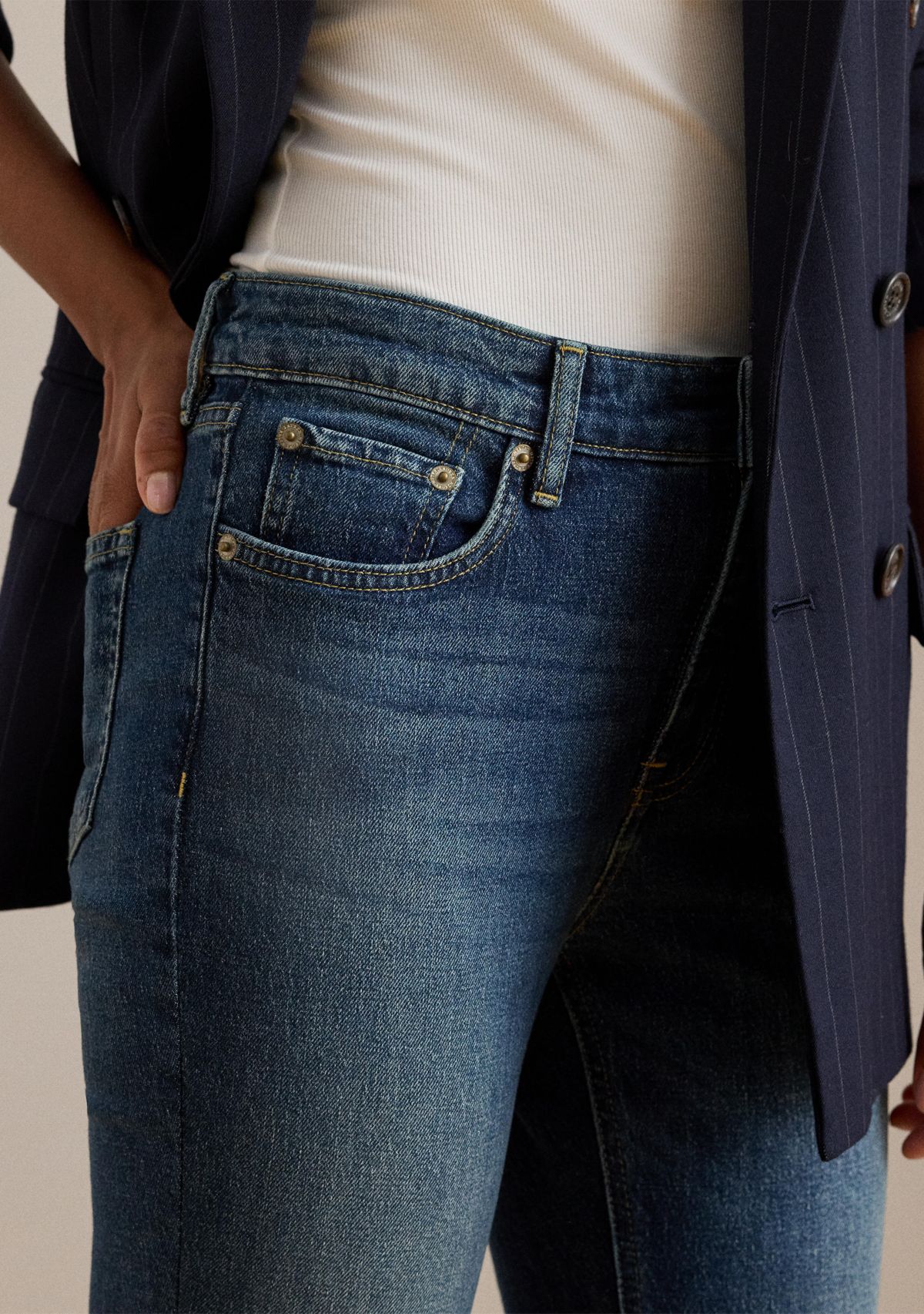 High-Rise Straight Ankle Jeans