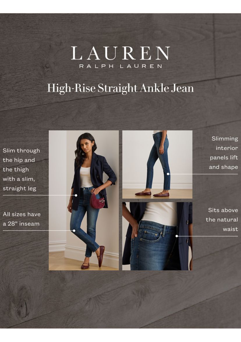 High-Rise Straight Ankle Jeans