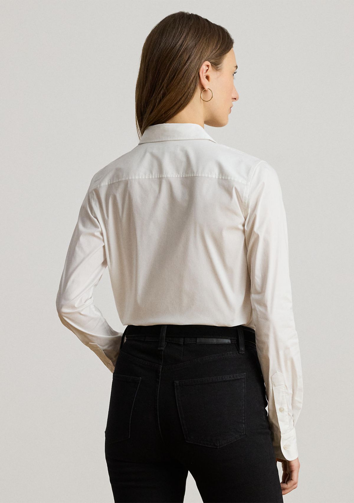 Womens Classic Fit Logo Cotton-Blend Shirt
