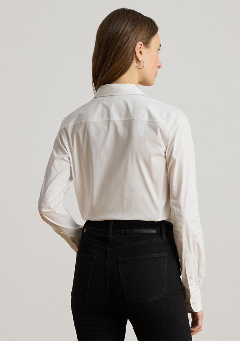 Womens Classic Fit Logo Cotton-Blend Shirt