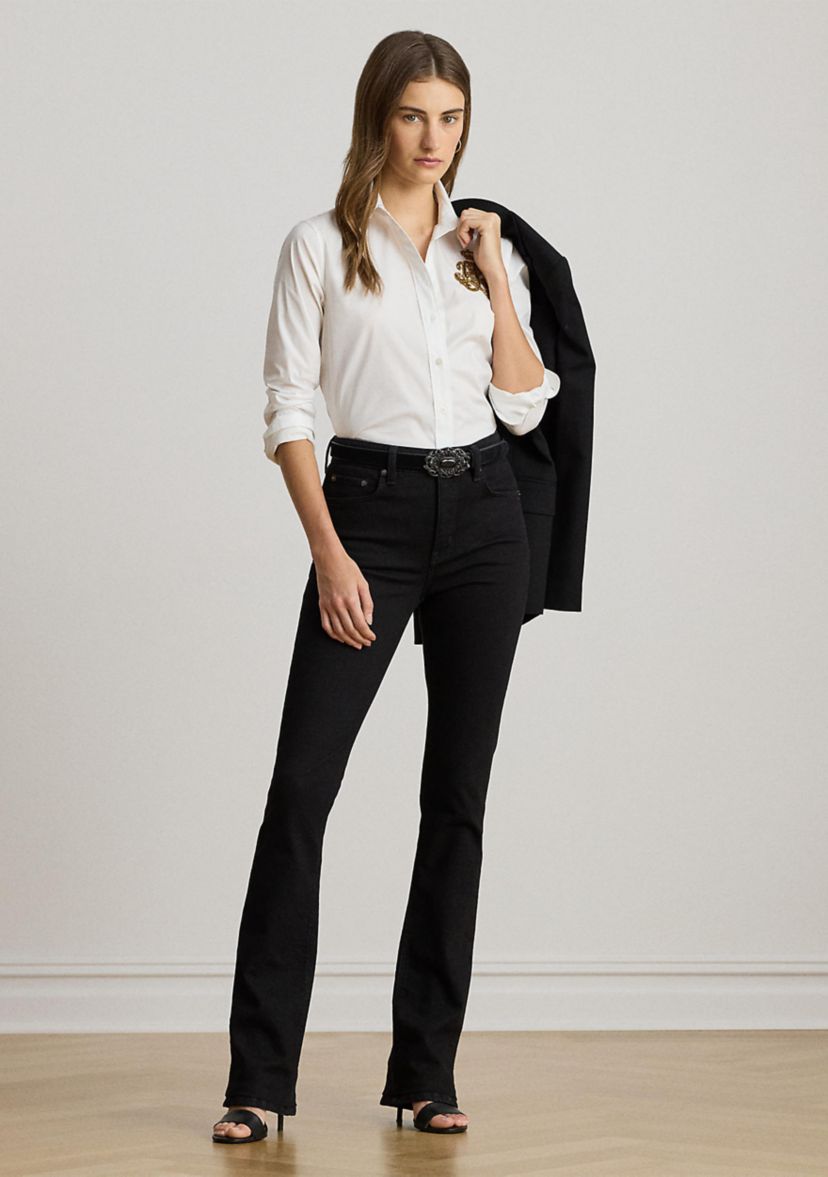 Womens Classic Fit Logo Cotton-Blend Shirt