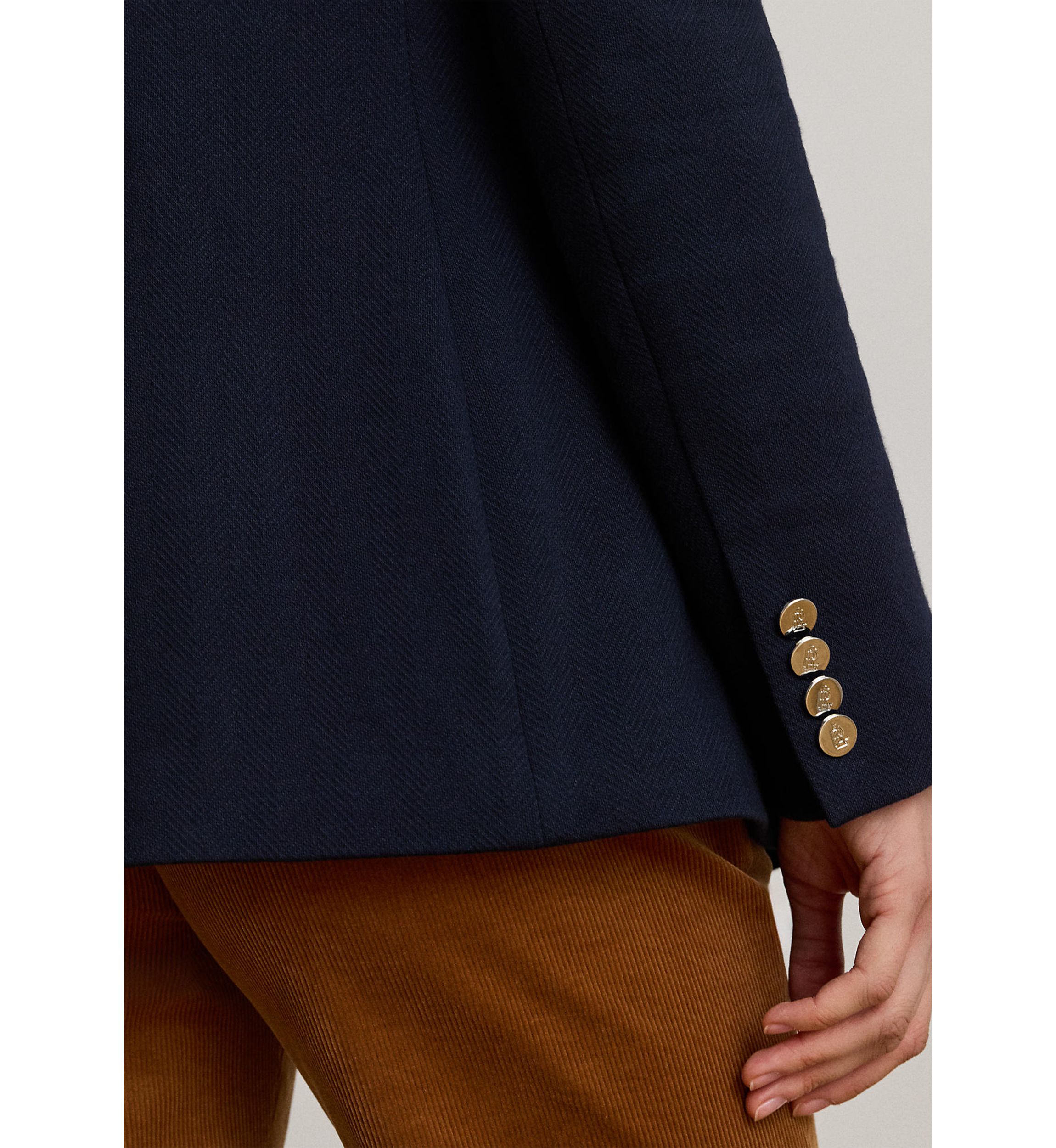 Womens Buckle-Trim Herringbone Jacquard Blazer