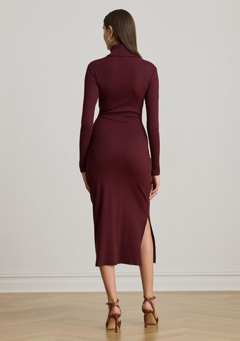 Womens Tie-Front Turtleneck Dress