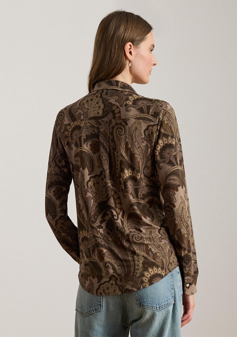 Womens Slim Fit Paisley Jersey Shirt