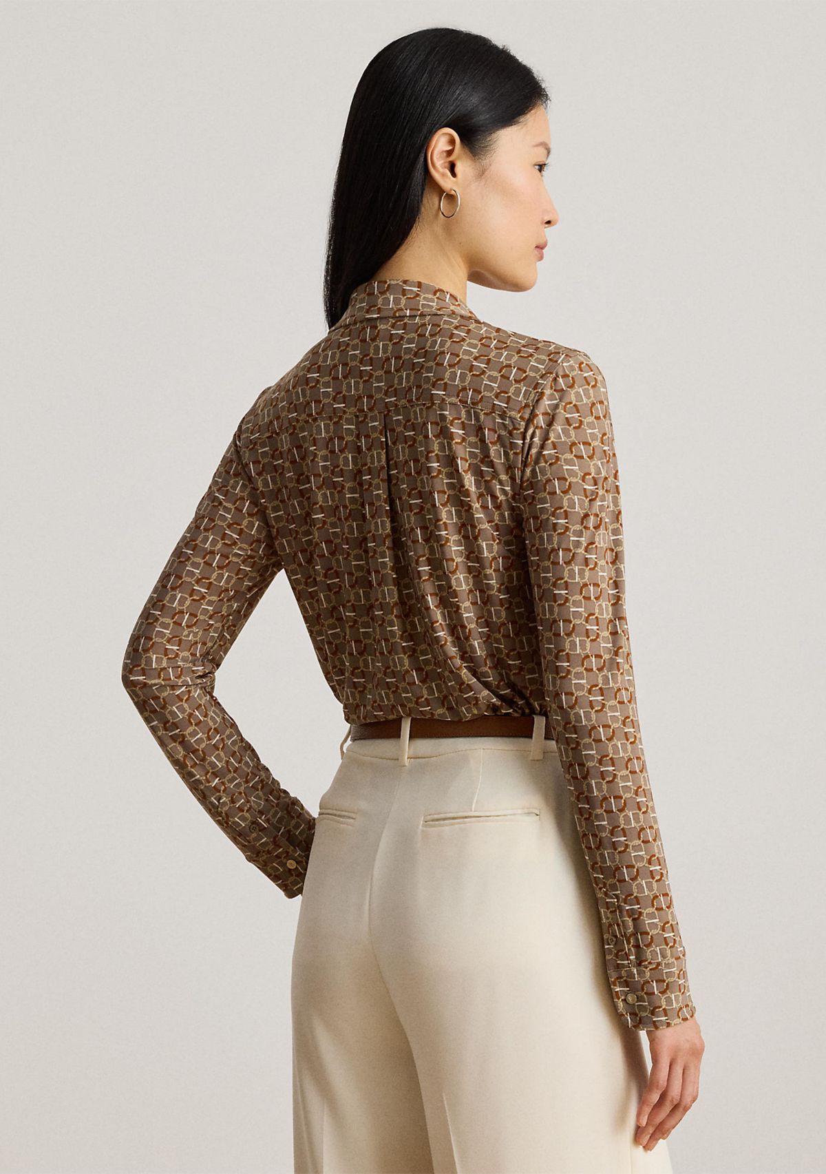 Womens Slim Fit Geo-Print Jersey Shirt