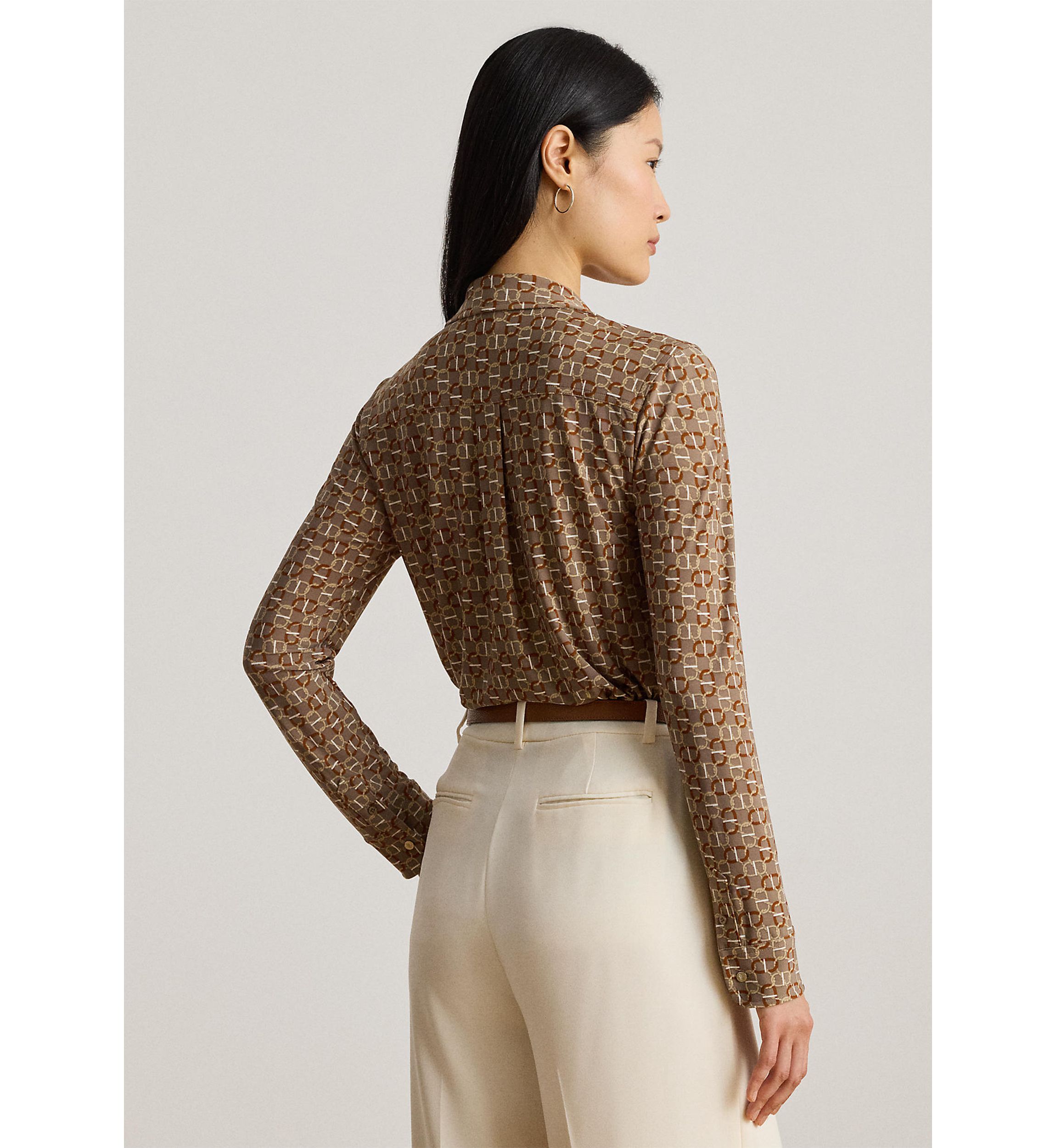 Womens Slim Fit Geo-Print Jersey Shirt