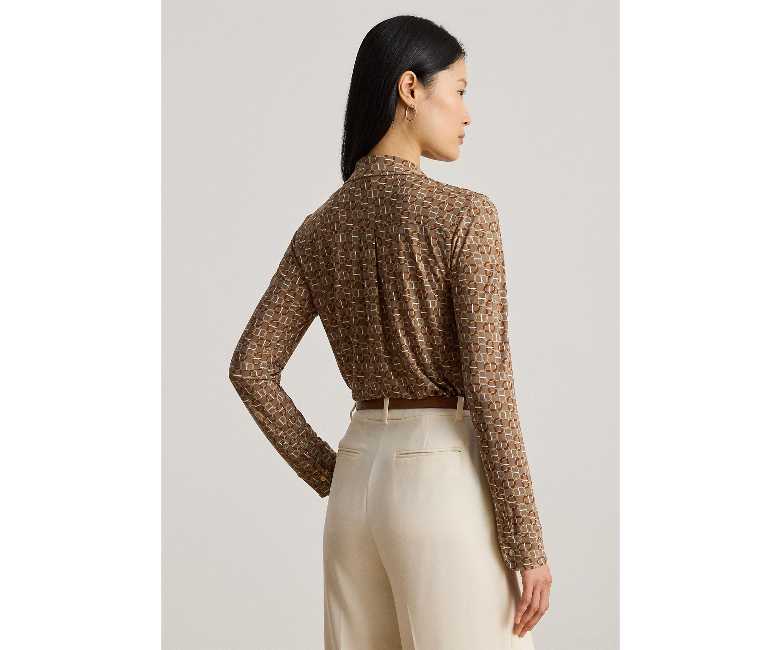 Womens Slim Fit Geo-Print Jersey Shirt