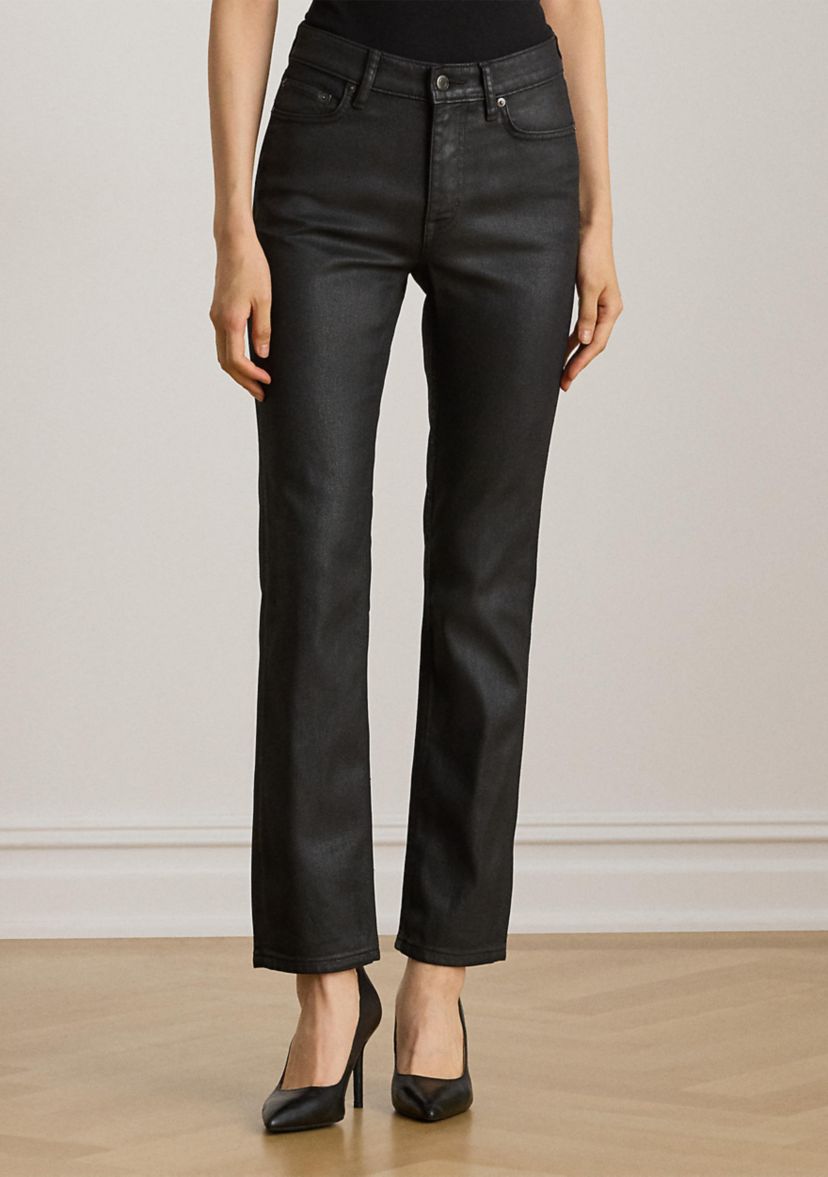 Coated High-Rise Straight Ankle Jeans