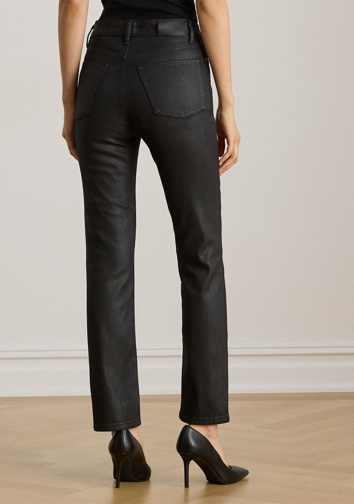 Coated High-Rise Straight Ankle Jeans