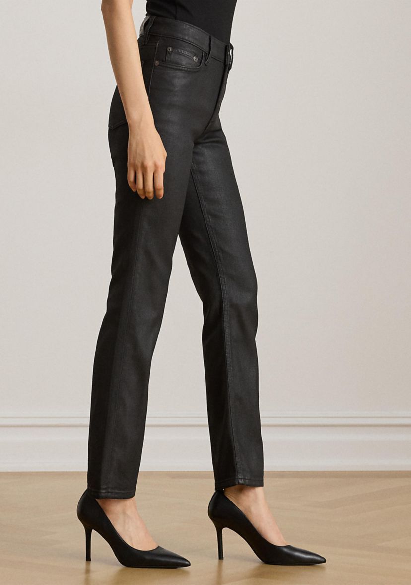 Coated High-Rise Straight Ankle Jeans
