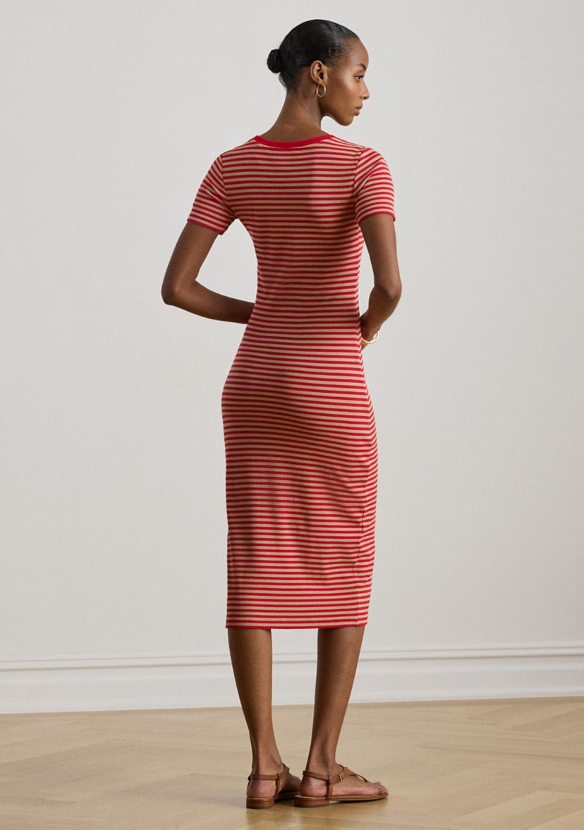 Lauren Ralph Lauren Striped Cotton-Blend Ribbed Shirt Dress | Belk