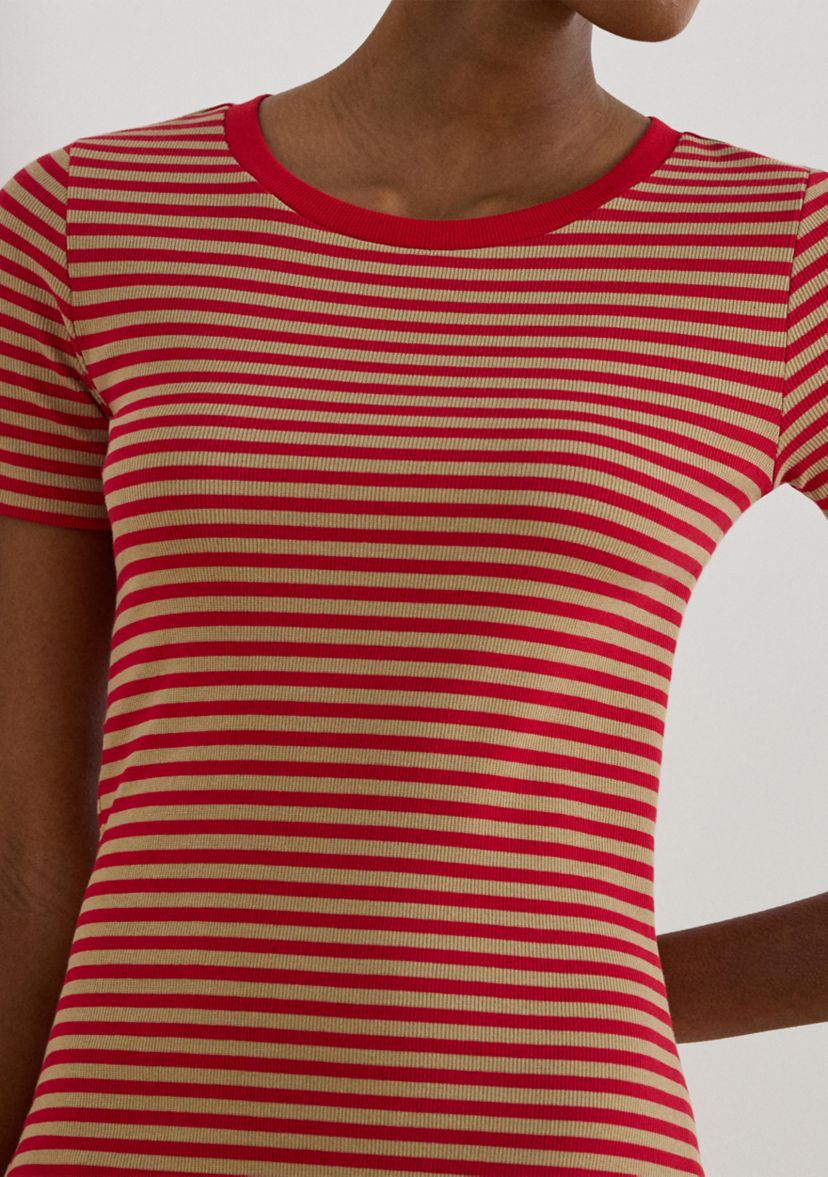 ribbed shirt dress Lauren Ralph Lauren Striped Cotton-Blend Ribbed Shirt Dress