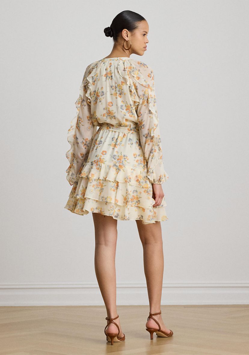 ralph lauren floral fit and flare dress Lauren Ralph Lauren Floral Ruffle-Trim Georgette Halter Gown